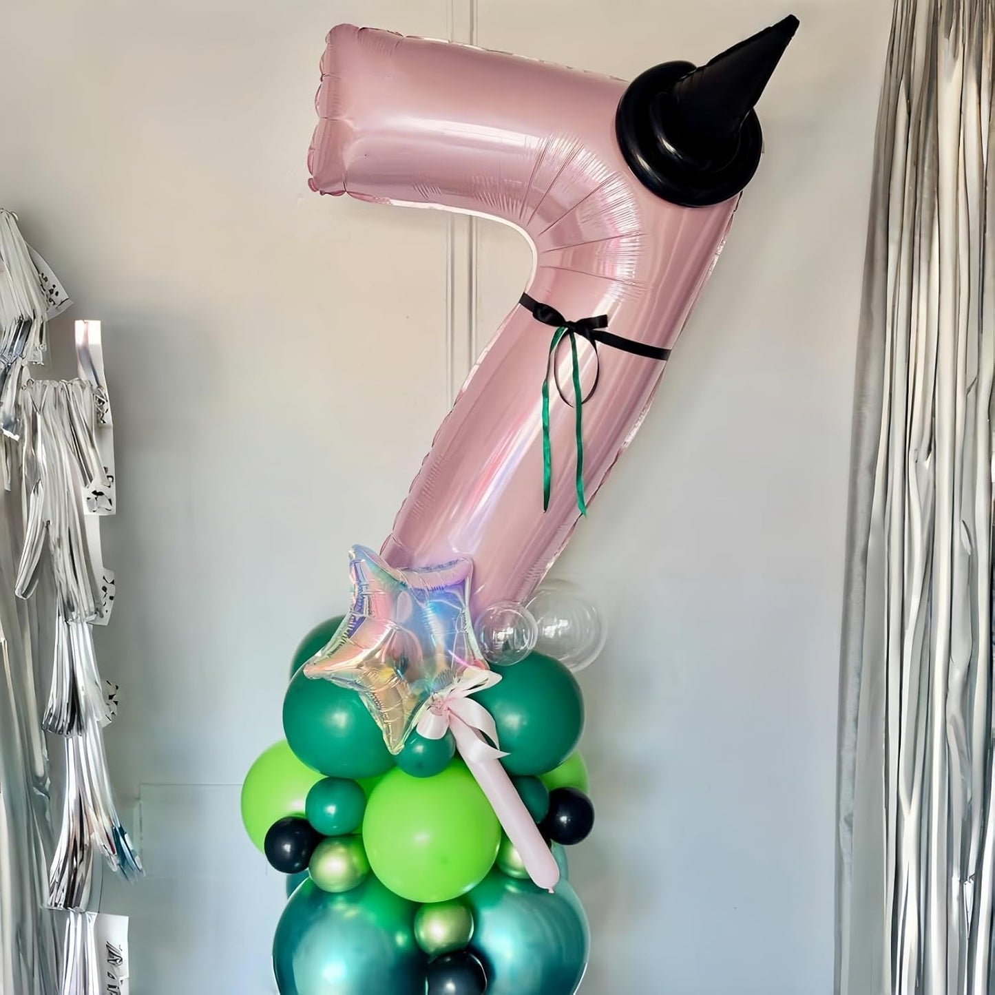 Light Pink Foil Balloon Number 7, 40'' Giant Self Inflating Number Balloons Set 0-9, Large Pastel Pink Number 7 Helium Balloon for Girls 7th Birthday Princess Party Decorations Supplies