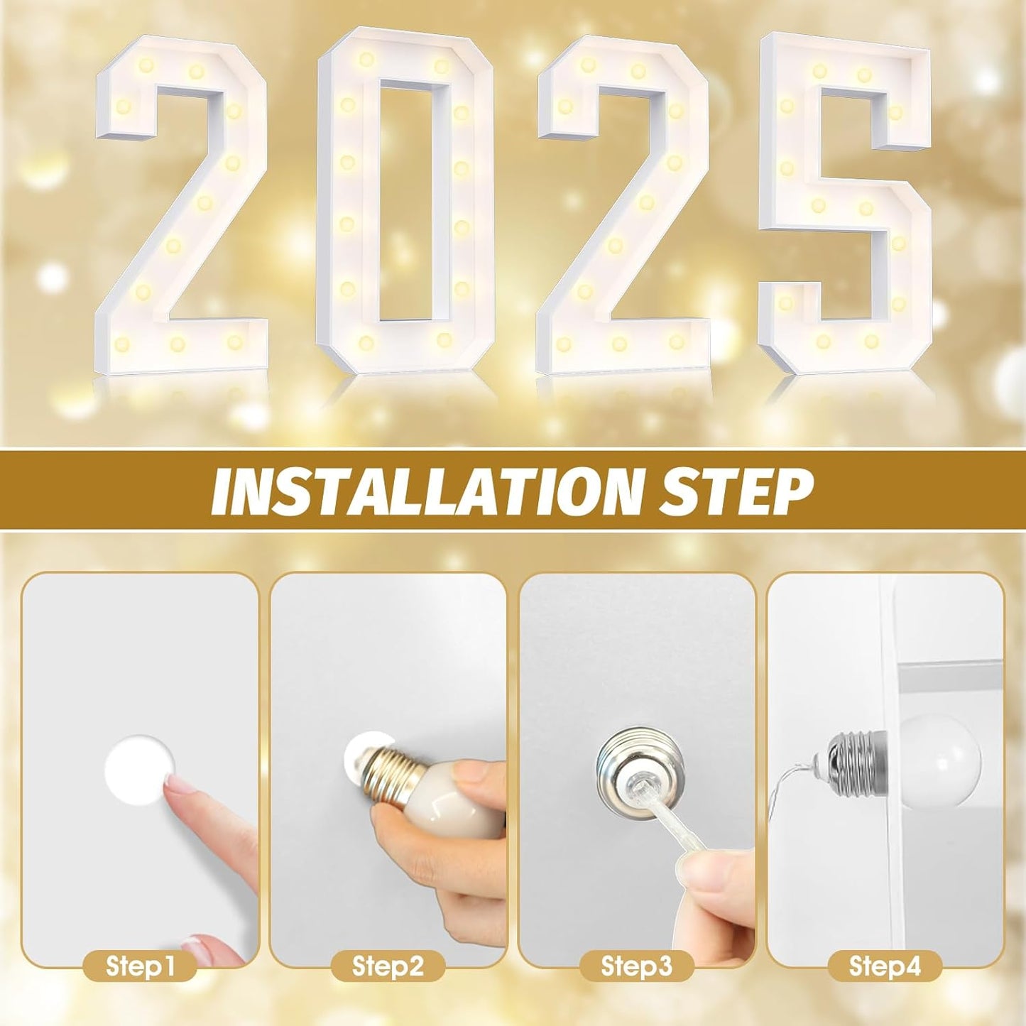 Ledido 4FT Marquee Light Up Numbers Large Light Up Letters for Party Decoration, Marquee Numbers for 8th 18th Birthday Anniversary, Pre-cut Foam Board Assembly Required Number 8