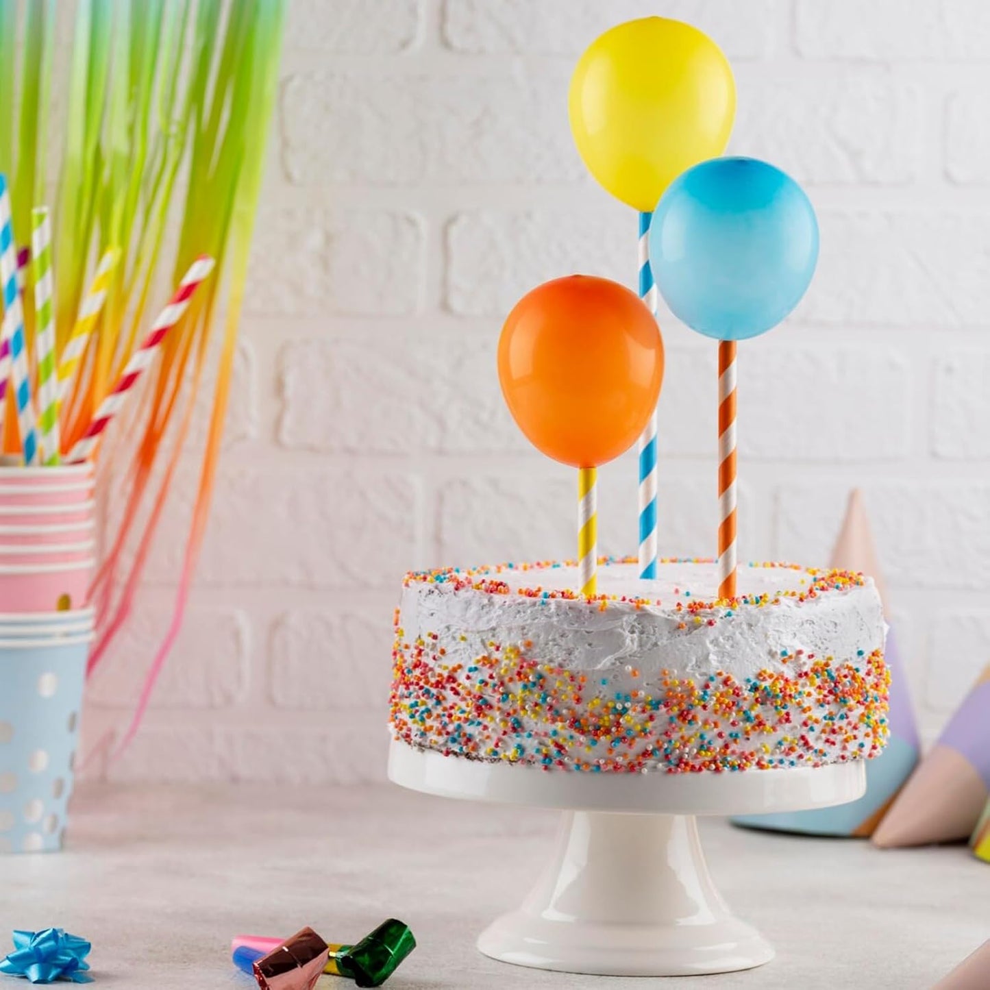 Compostable 7.75 inch Orange White Striped Paper Drinking Straws, 100 Counts - for Cocktail, Juice, Coffee, Bars, Restaurants