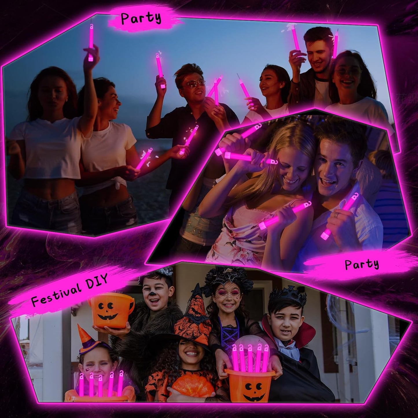 Sotiff 48 Pcs Bright 6 Inch Large Glow Sticks Bulk Emergency Glow in The Dark Sticks with 12 Hour Duration for Camping Hiking Outdoor Parties Activities Survival Storms Blackouts (Rose Pink)