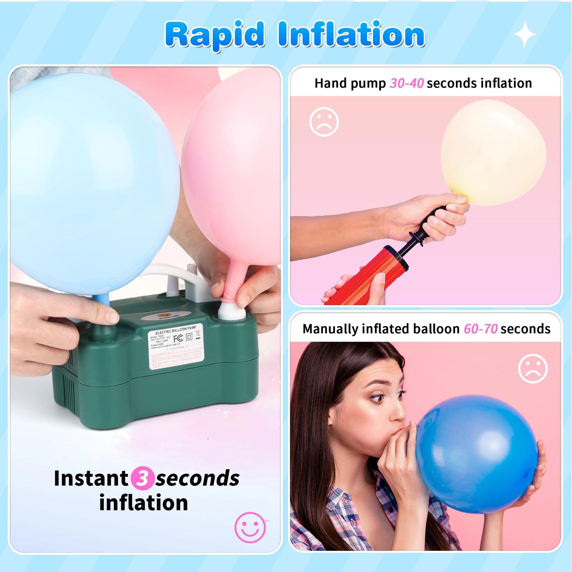 NuLink Balloon Pump Electric Portable Dual Nozzle Air Pump for Balloons Blower Pump Inflator for