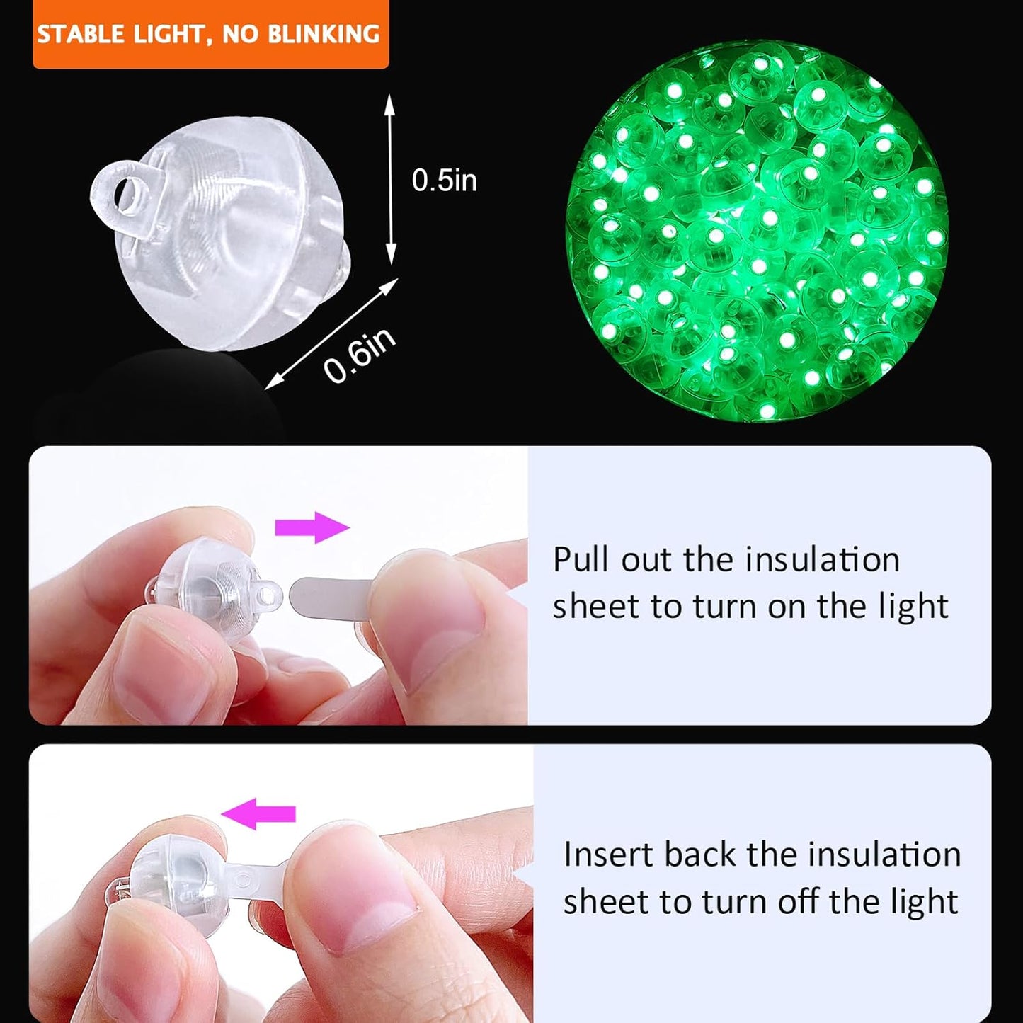 200PCs Balloon Lights, Long Standby Time Mini Ball Light, Mini Led Lights for Paper Lantern, Easter Eggs and Party Wedding Birthday Festival Christmas Decoration (Glow steadily Green)