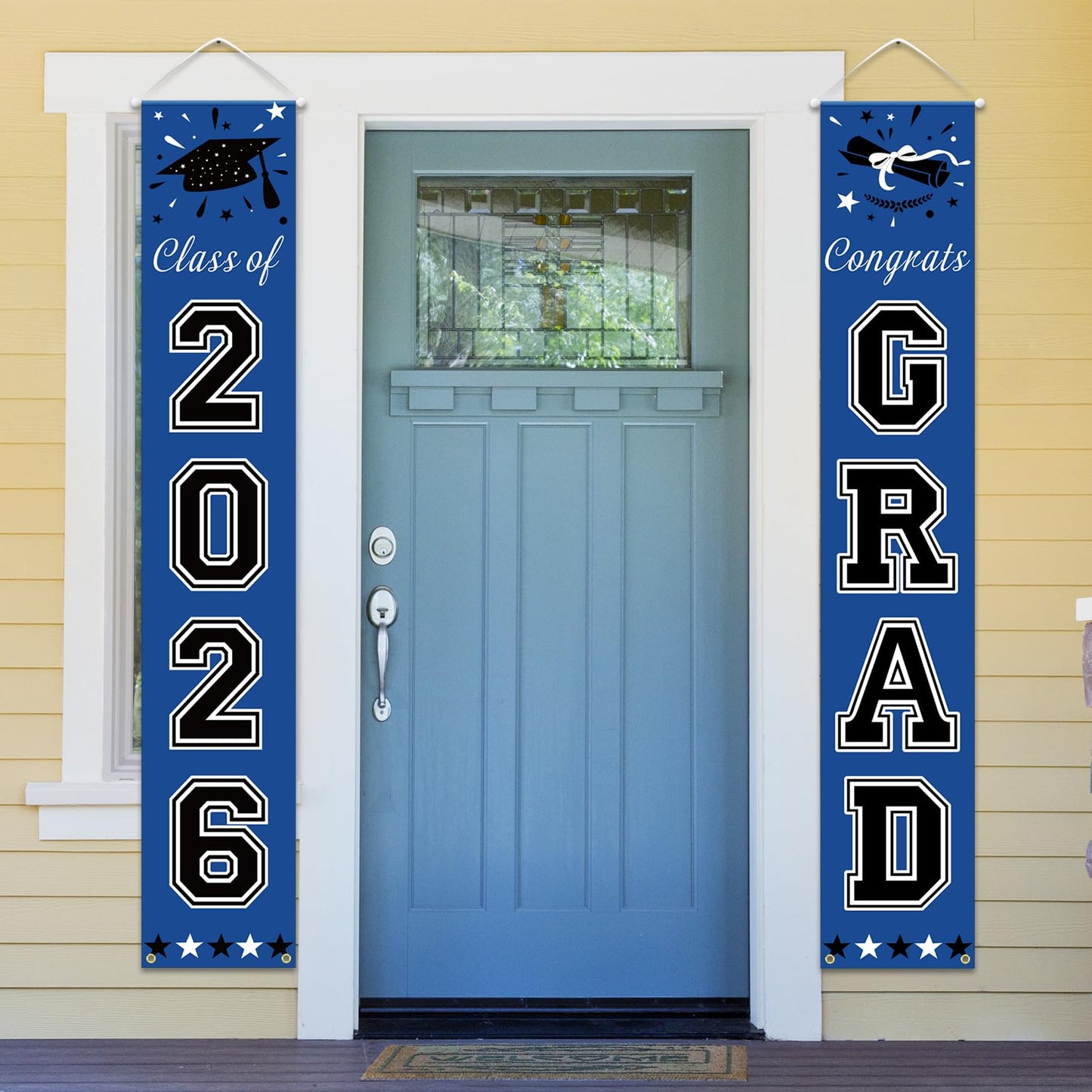 DAZONGE 2026 Graduation Decorations Blue, Congrats Grad Porch Banner for Any Schools or Grades 2026