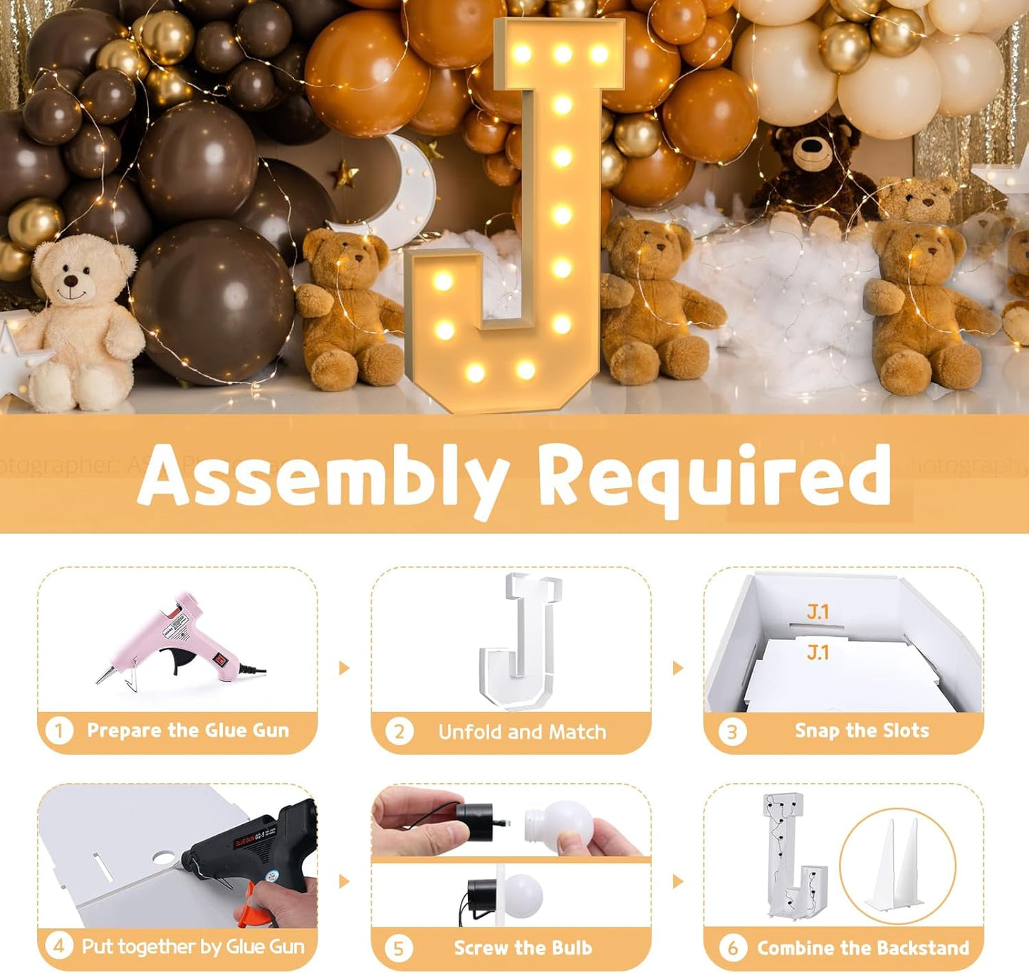 imprsv 4FT Marquee Light Up Letters for Birthday Party Decorations Large Marquee Letters for Wedding Event Bridal Shower Engagement Anniversarty Party Decor,Letter J