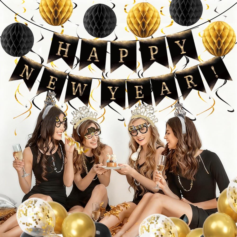 Happy New Year Eve Party Supplies 2027– Complete New Years Decorations Set with Happy New Year