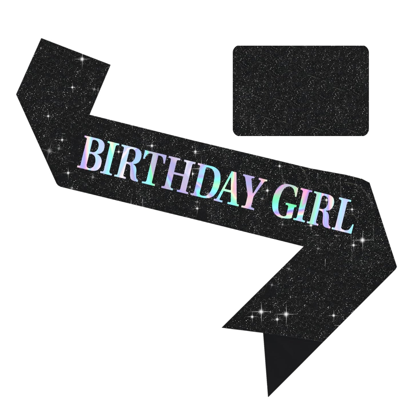 Black Glitter Birthday Girl Sash for Women Happy Birthday Party Favors
