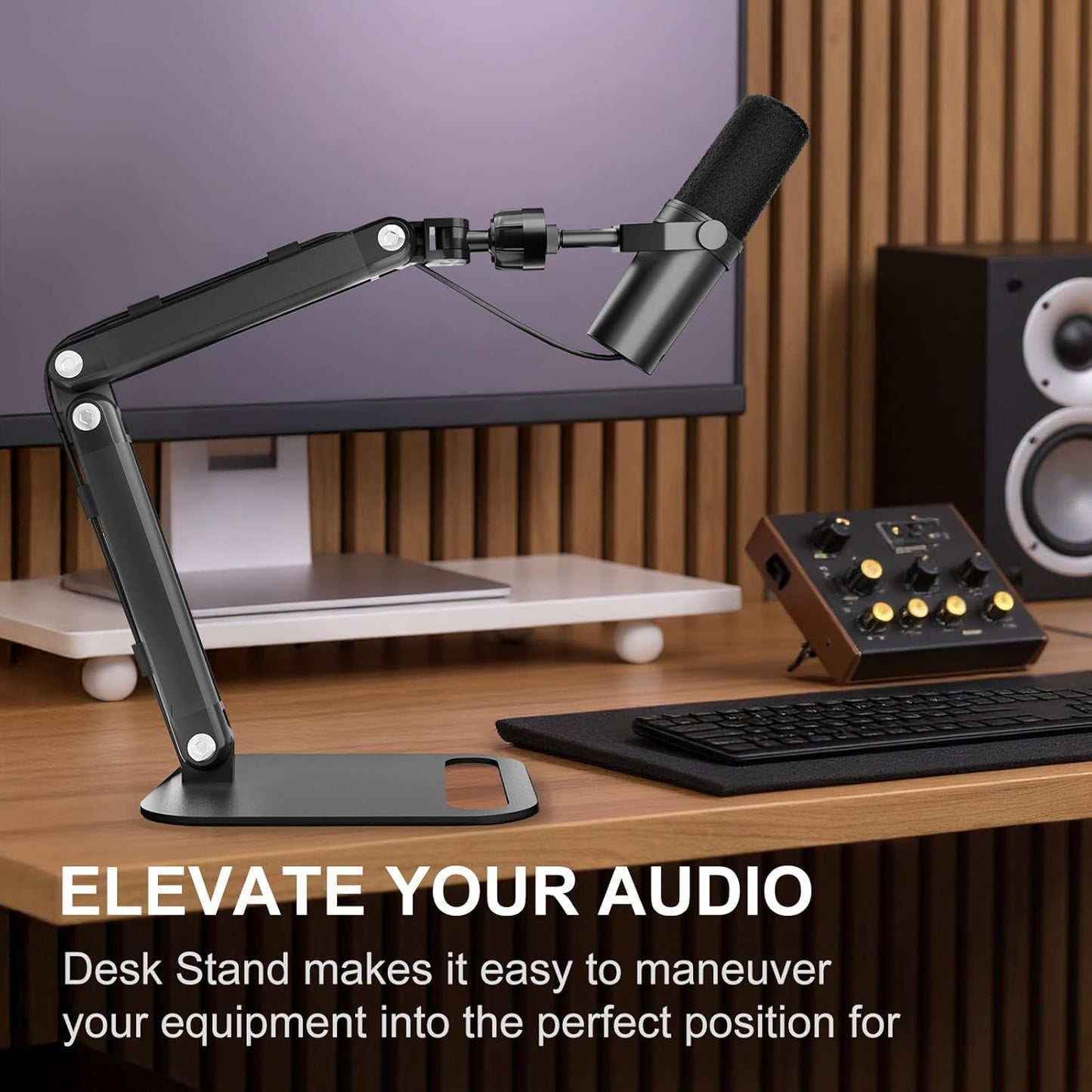 Adjustable Desktop Microphone Stand, Microphone Arm Mic Stand for Fifine AM8, K669B, Blue Yeti, HyperX QuadCast, SoloCast & AT2020, Studio Webcams Recording/Podcasting/Streaming