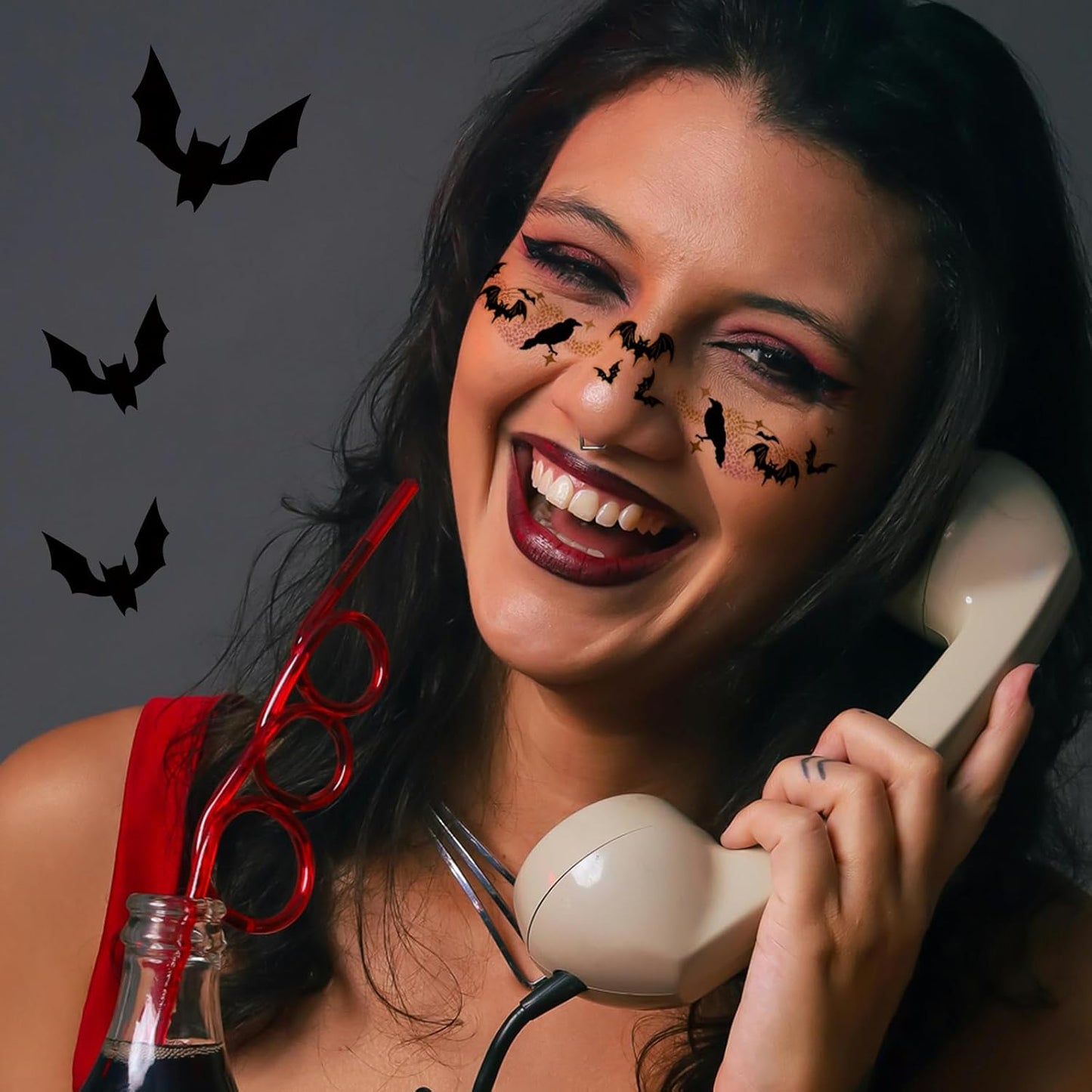 Glitter Freckles, 24PCS Glitter Freckles Face Tattoo, Sparkle Freckles for Women, Waterproof Gold Temporary Face Tattoos Glitter Glow Up Patches Makeup Patches (Halloween 10pcs)