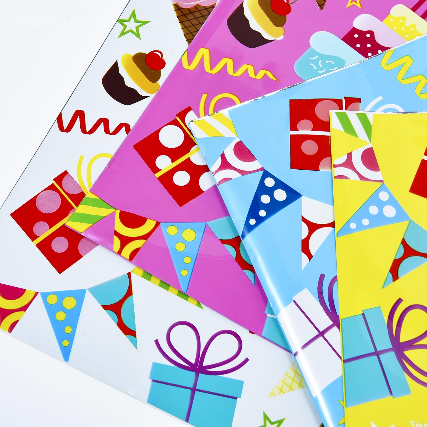 SUNCOLOR Birthday Party Favor Bags, 32 Pack Goodie Bags with Handles, 9.8 x6.7 inches, Pink Blue