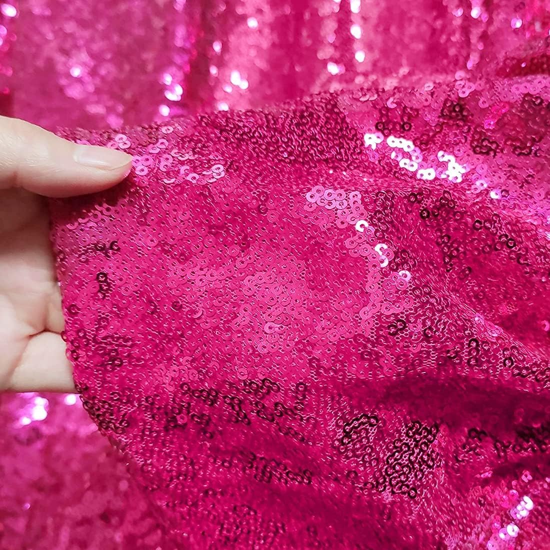 Poise3EHome 8FT x 10FT Sequin Photography Backdrop Curtain for Party Decoration, Hot Pink