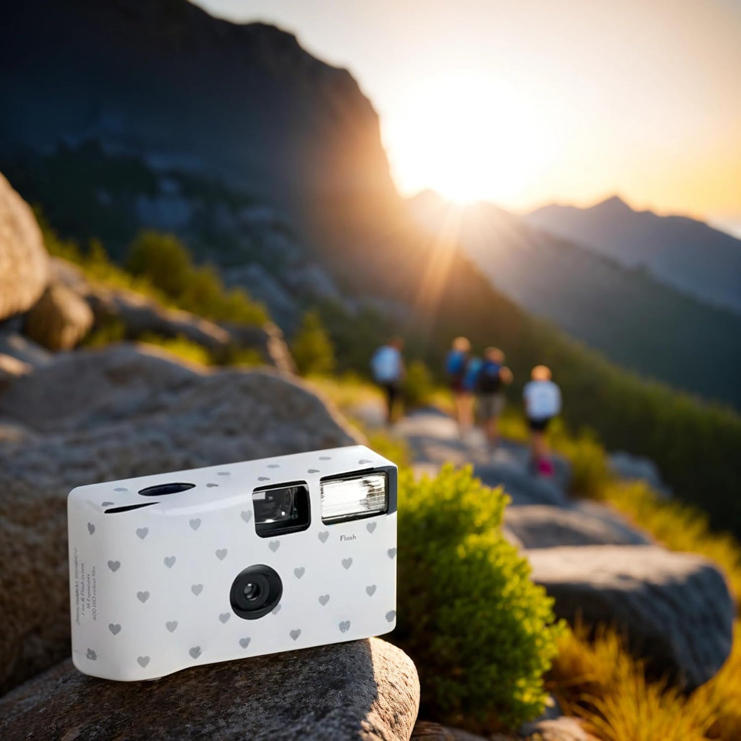 Weddingstar Disposable Camera with Flash - Single Use 35mm Film Camera for Wedding or Party Favors - Silver Hearts