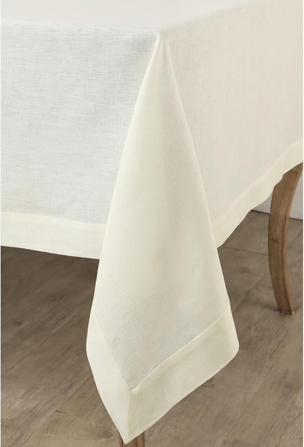 Solino Home Ivory Linen Tablecloth 54 x 72 Inch - 100% Pure Linen Table Cloth for Rectangle Tables - Fete, Machine Washable Tablecloth for Fall, Autumn, Thanksgiving, Christmas, Holiday