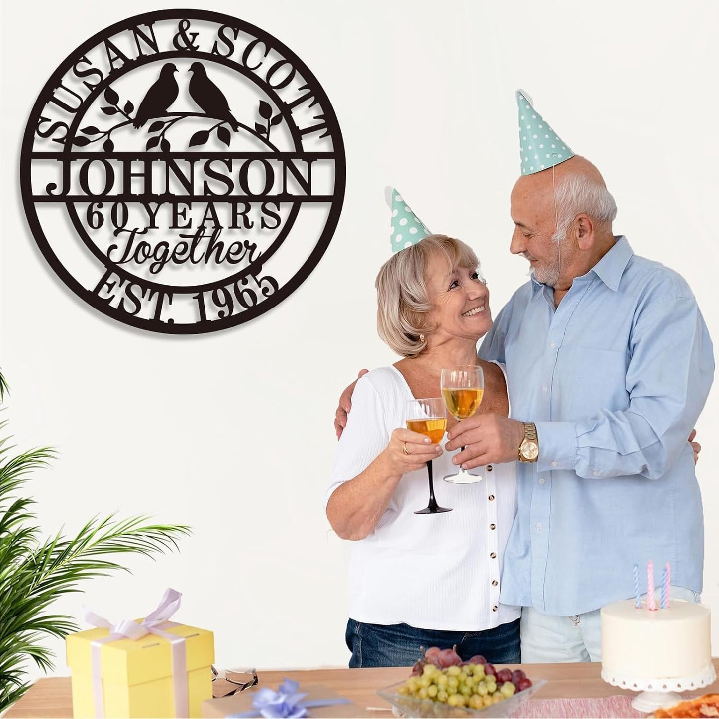 Personalized Wedding Anniversary Sign Gifts, Custom 50th 40th 65th 60th 25th 70th Anniversary Metal Sign, Wedding Gifts for Couples, Custom Name Sign, House Warming Gifts New Home