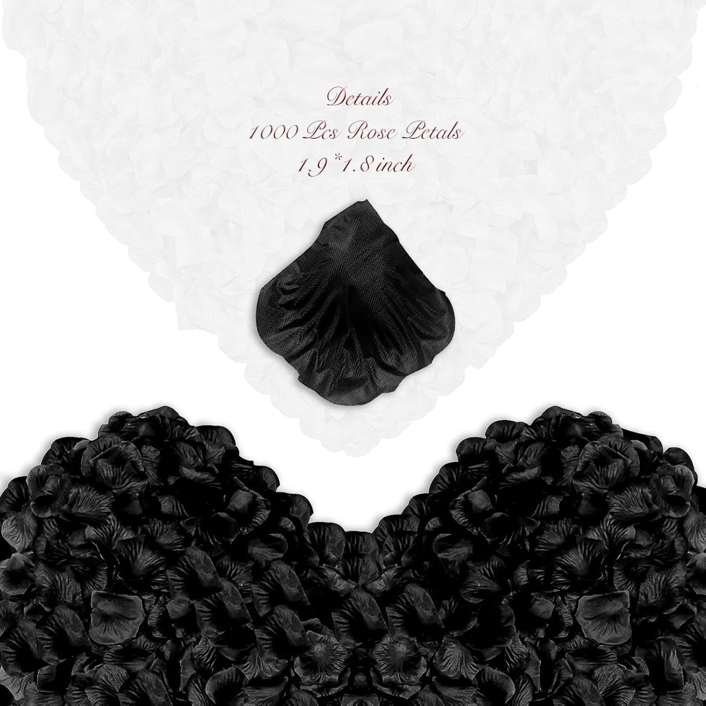 1000Pieces Rose Petals, Artificial Flower Petals Black Bose Petals for Romantic Night,Wedding,Proposal Anniversary Flower Decorations (Black)