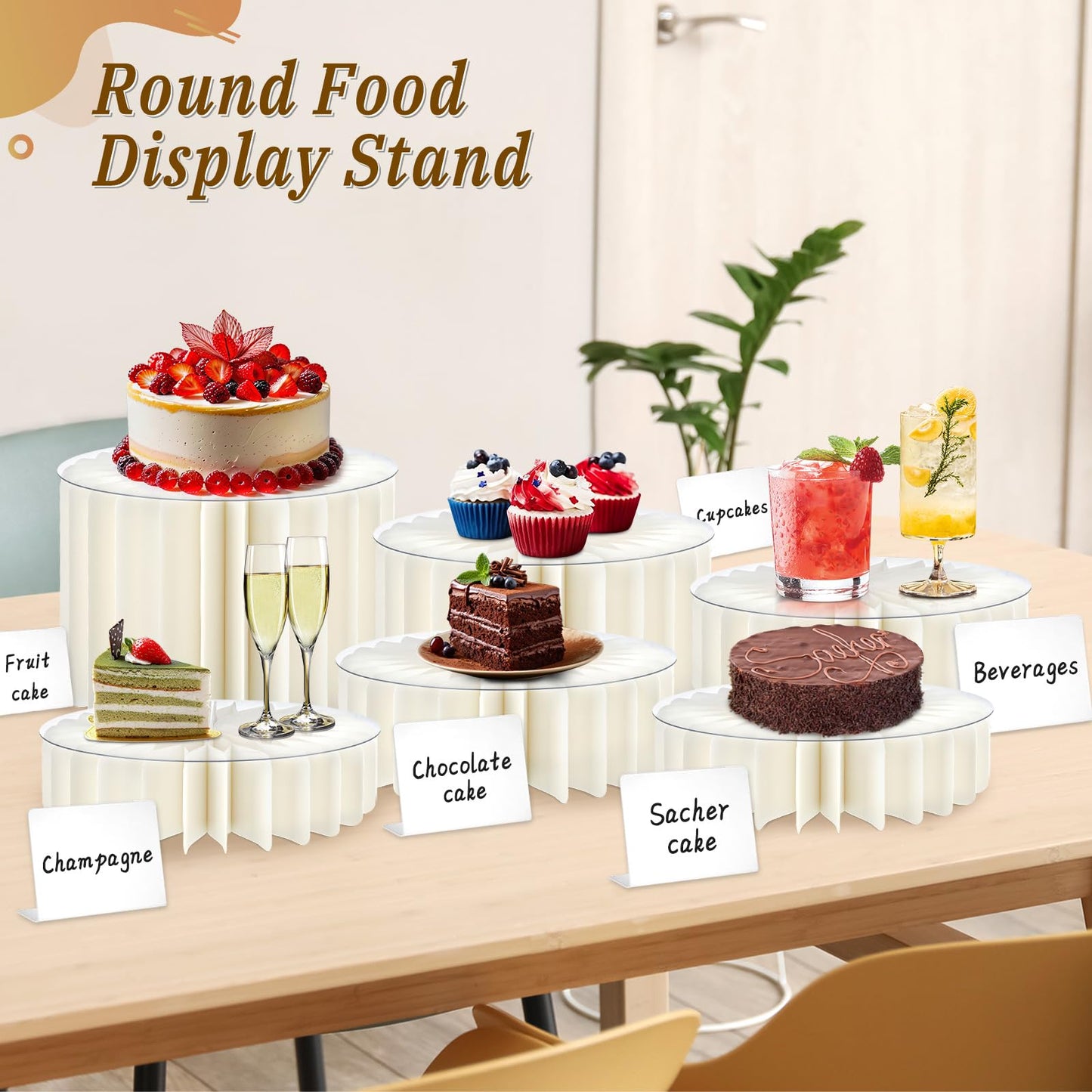 Youjoitim 6Pcs Buffet Risers, Food Risers for Table, Foldable Cake Stands for Party, Paper Dessert