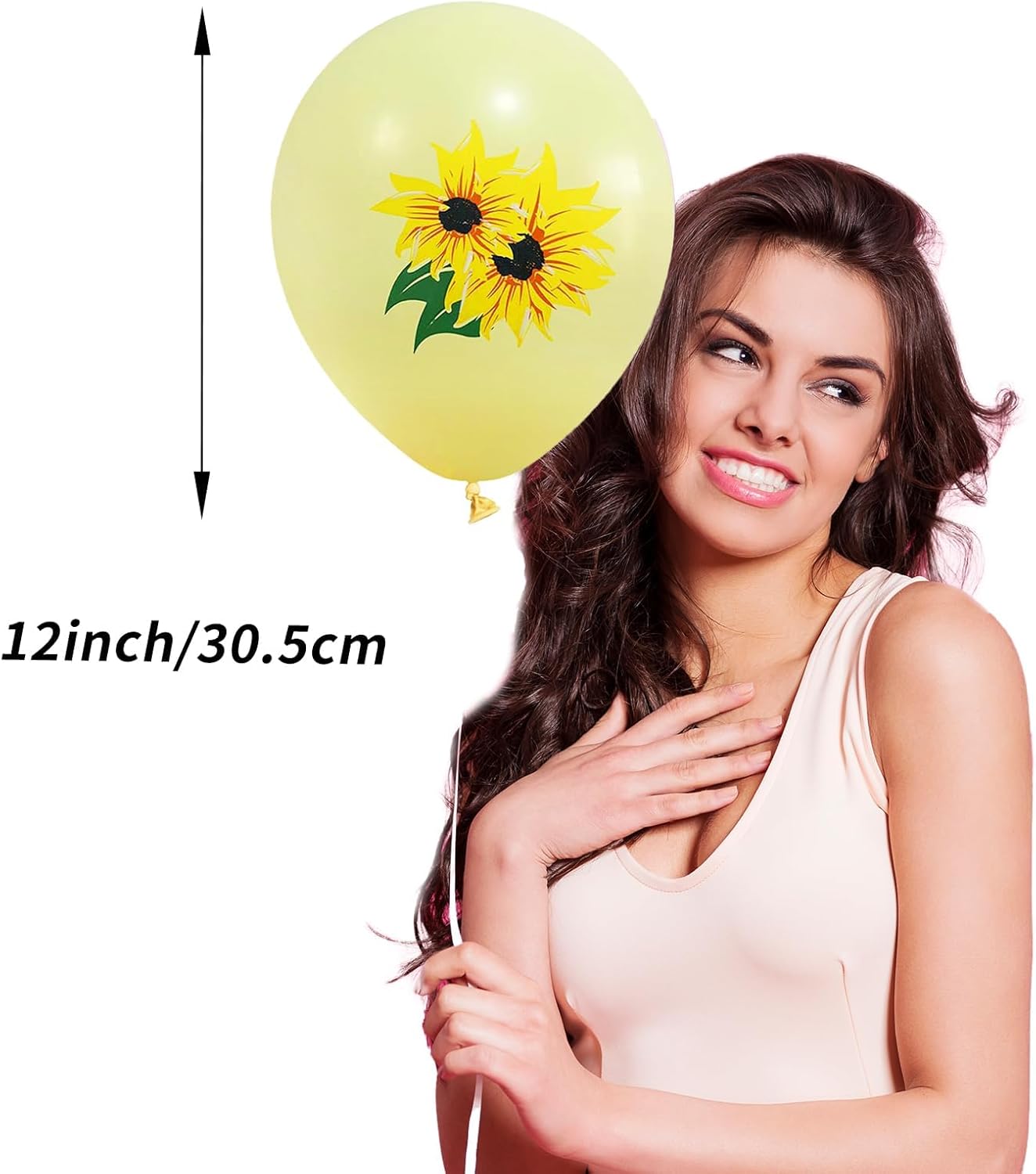Sunflower Balloons, 12 inch Sunflower printed Balloons Yellow pastel yellow White Sunflower Balloons for Sunflower Themed Baby Shower Birthday Wedding Party Decorations Supplies