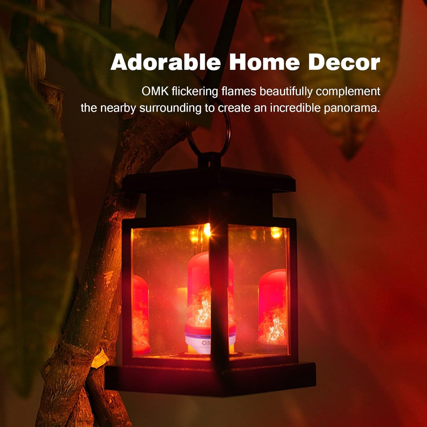 OMK - Christmas Decor LED Flame Effect Light Bulbs - Upgraded 4 Modes Fire Simulated Lamps - Holiday/Christmas Gifts/Party/Indoor/Outdoor Decoration Lights(Red 2)