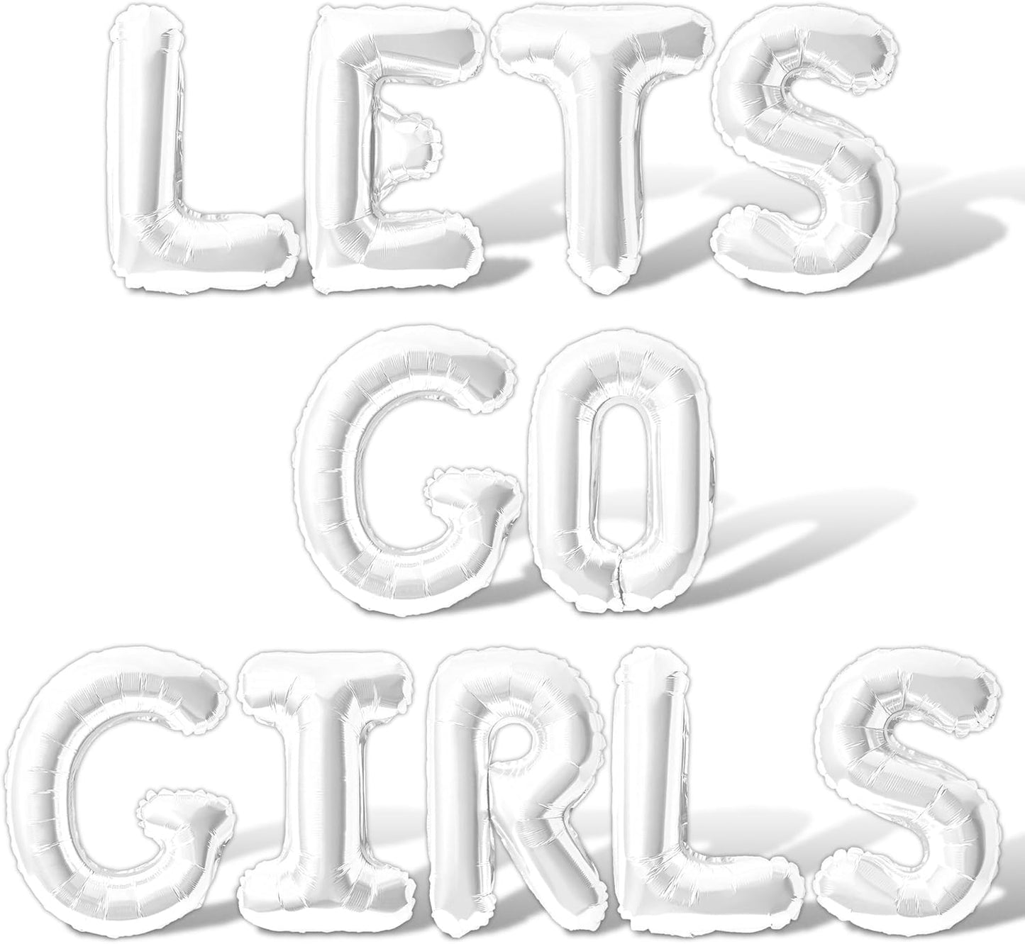 Letter Balloons - LETS GO GIRLS 16" Inch Alphabet Letters Foil Mylar Balloon Bachelorette or Hen Party Banner (White)