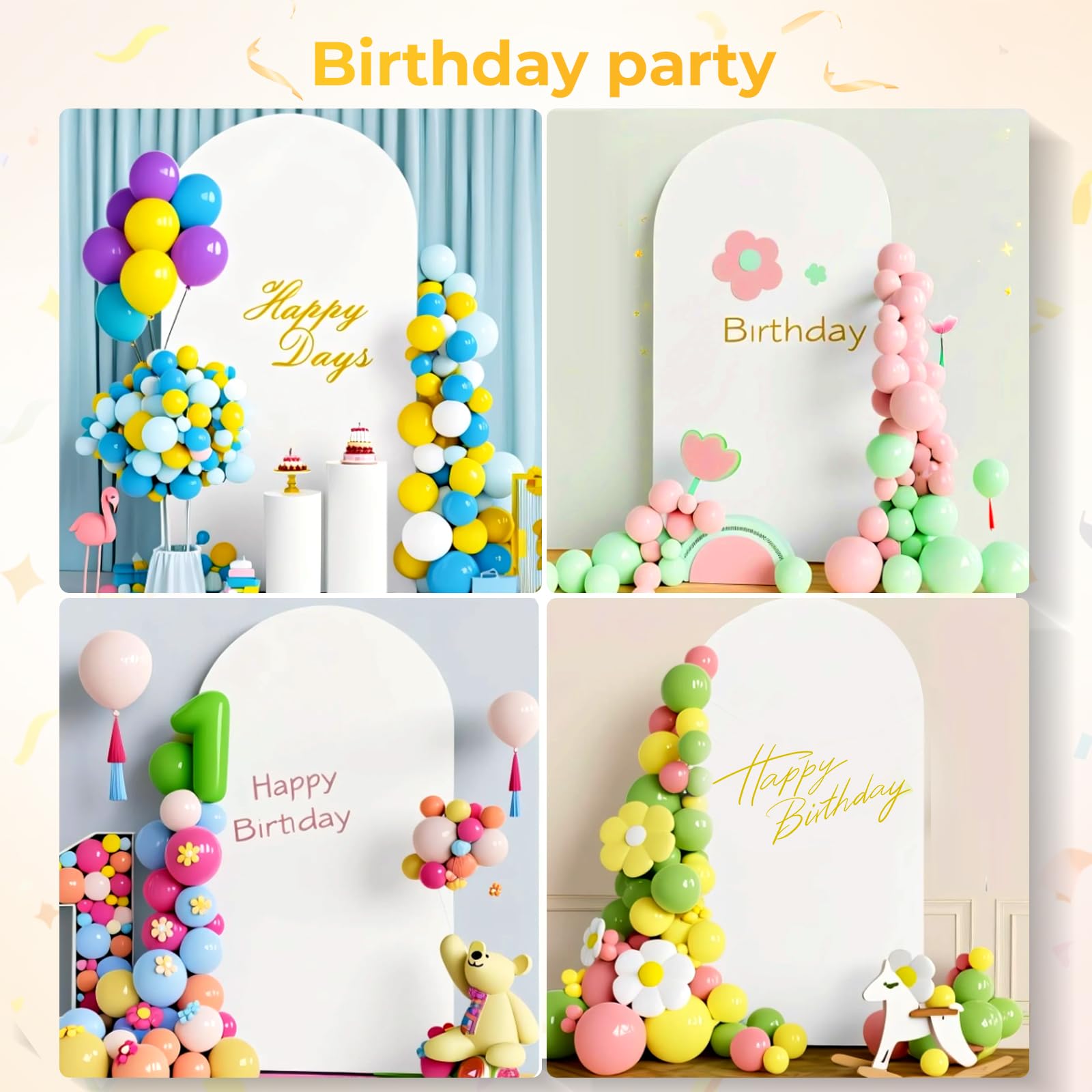 7.2FT Metal Arch Backdrop Stand and Cover Set, Gold Wedding Backdrop Arch Stand with Cover, Balloon