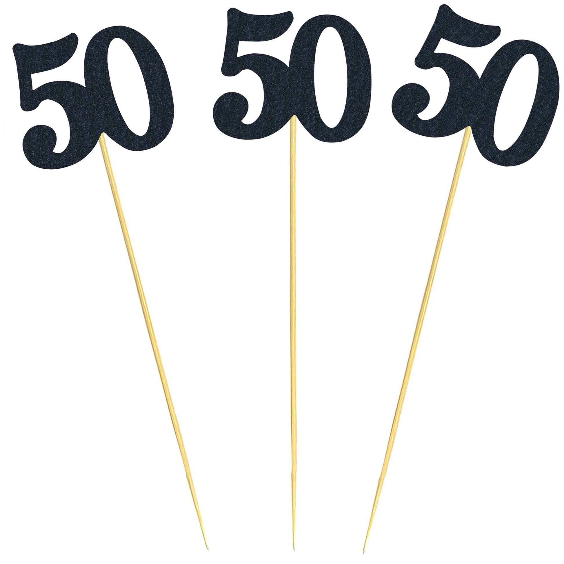 12PCS 50th Birthday Centerpiece Sticks Glitter Number 50 Table Centerpieces Flower Toppers for