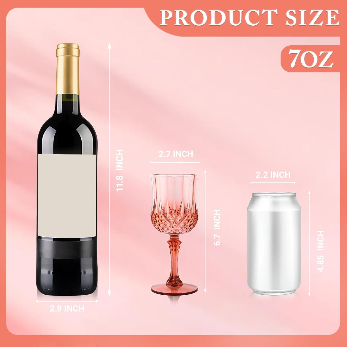 Plastic Wine Glasses，Plastic Goblets Vintage Style Cordial Drinking Glasses for Wedding Reception, Grand Event Party Supplies (48, Rose Gold)
