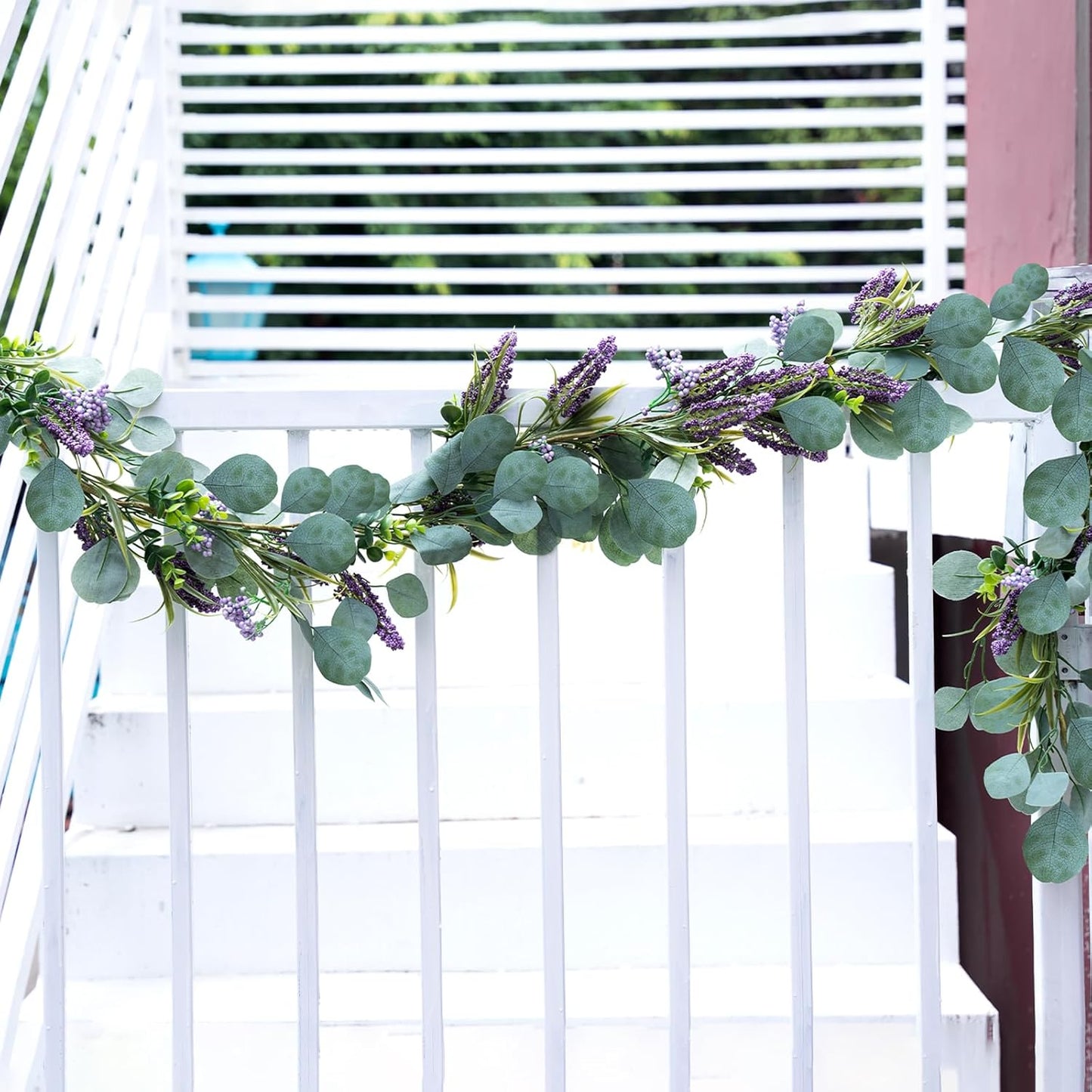 6FT Purple Flower Garlands Artificial Spring/Summer Garland Greenery Garlands Eucalyptus Garland Decoration for Baby Shower Wedding Party Table Runner Room Home Mantle Decor （Purple）