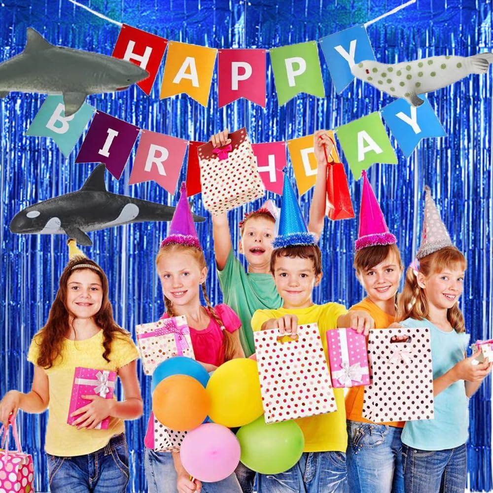 TONIFUL 3Pcs Laser Blue Door Streamers, Photo Booth Backdrop Metallic Streamers Foil Fringe Curtains for Birthday, Christmas, New Year, Bachelorette, Grad Party Decor (9.9ft x 6.6ft)