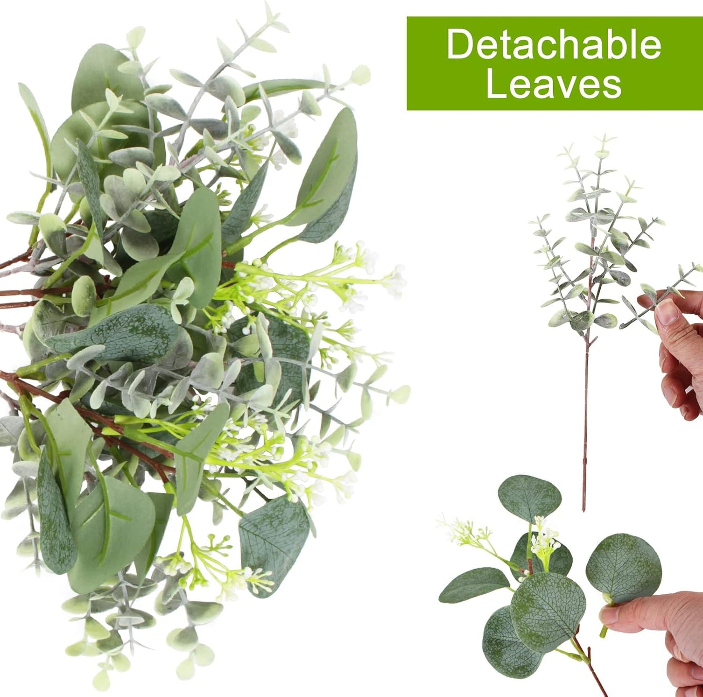 40 Pcs Artificial Greenery Eucalyptus Stem Silver Dollar Leaves Baby Eucalyptus Leaves Suitable for Family Wedding Vase Centerpieces Bouquet Flower Arrangement