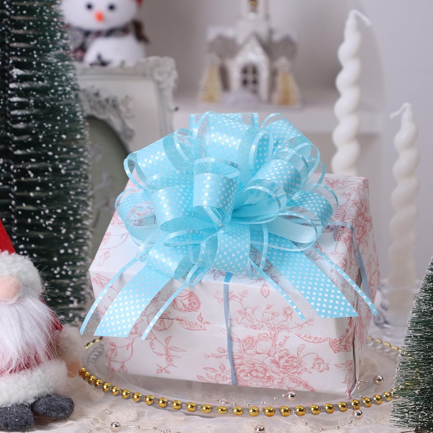 12Pcs Wave Point Gift Wrap Pull Bows, Large 6 Inch Assorted Gift Pull Bows, for Presents,Christmas Party Birthday Gift for Wrapping Boxes,Valentine's Day Gift Decorations