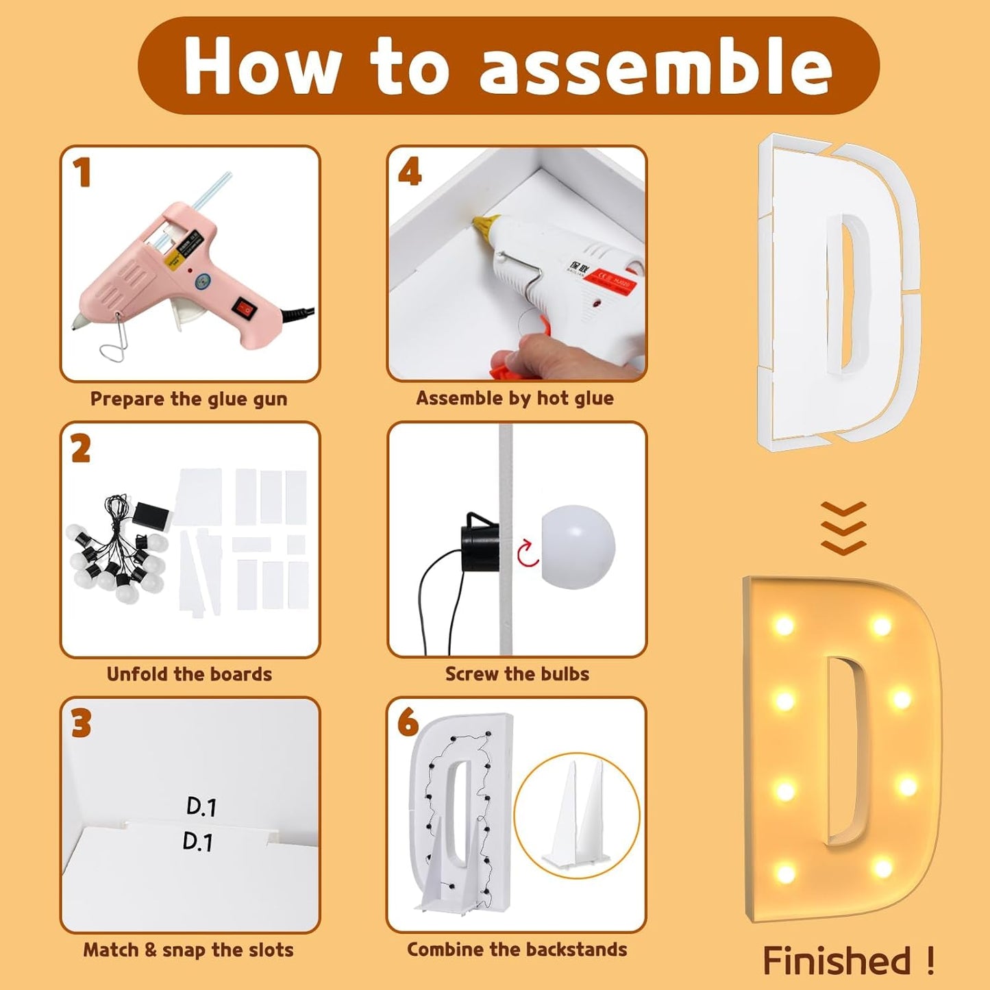 imprsv Marquee Light Up Letters, 3FT Mosaic Letters with Light for Baby Shower Graduation Party Decor, Large D for Engagement Wedding Party Decorations (Need to Assemble)