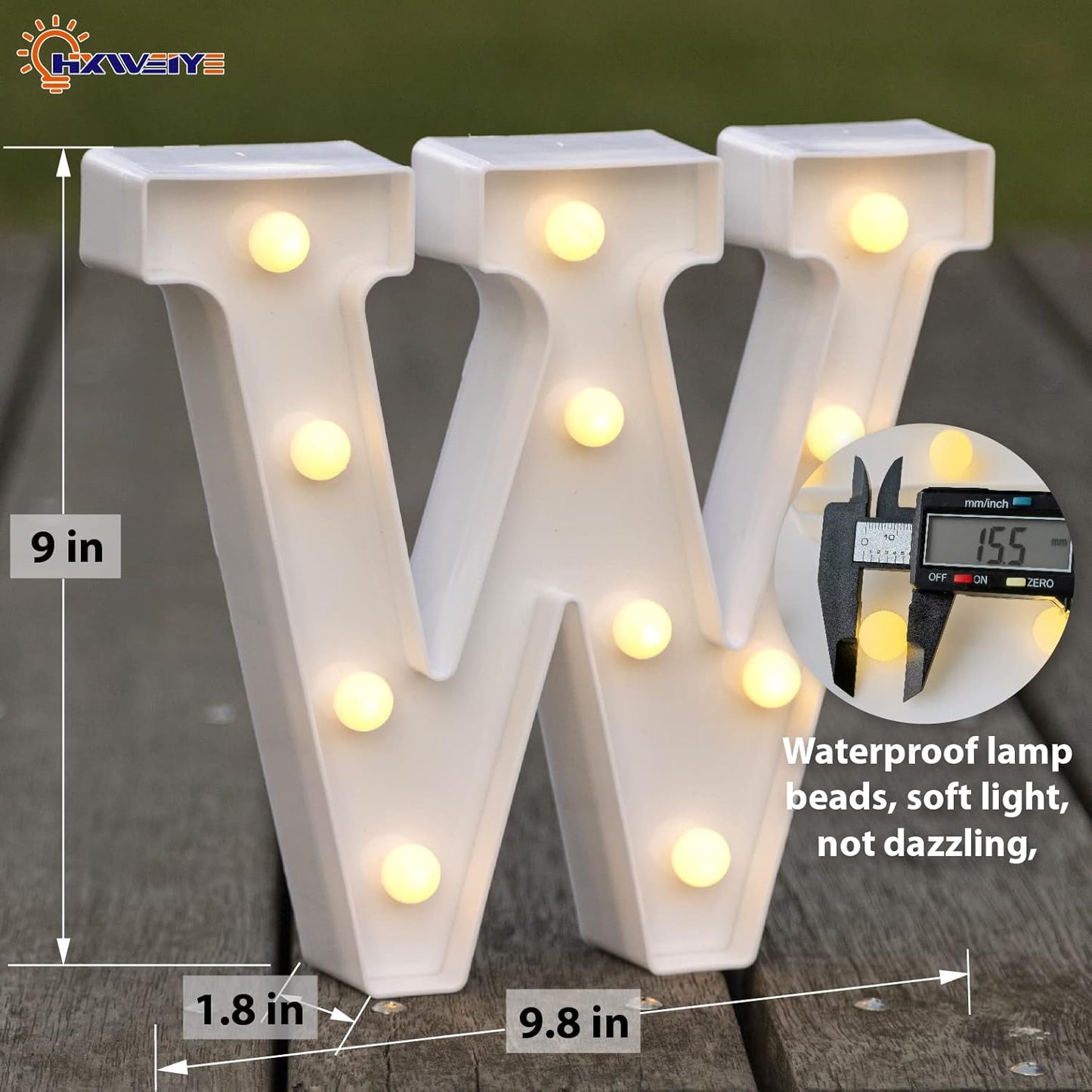 HXWEIYE Light Up Letters LED Marquee Signs - Battery Powered Big Lights Letter for Party & Christmas Decor (Warm White)