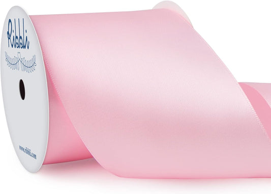 Ribbli Light Pink Double Faced Satin Ribbon, 3” x Continuous 10 Yards,Use for Bows Bouquet,Gift Wrapping,Baby Shower,Floral Arrangement