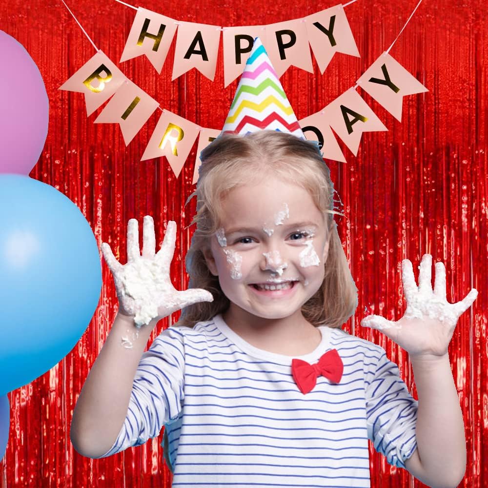 20 Pack Red Streamers Party Backdrop Christmas Decorations Foil Fringe Backdrop Curtains Carnival Casino Theme Birthday New Year Holiday Celebration Bachelorette Party Decorations Supplies