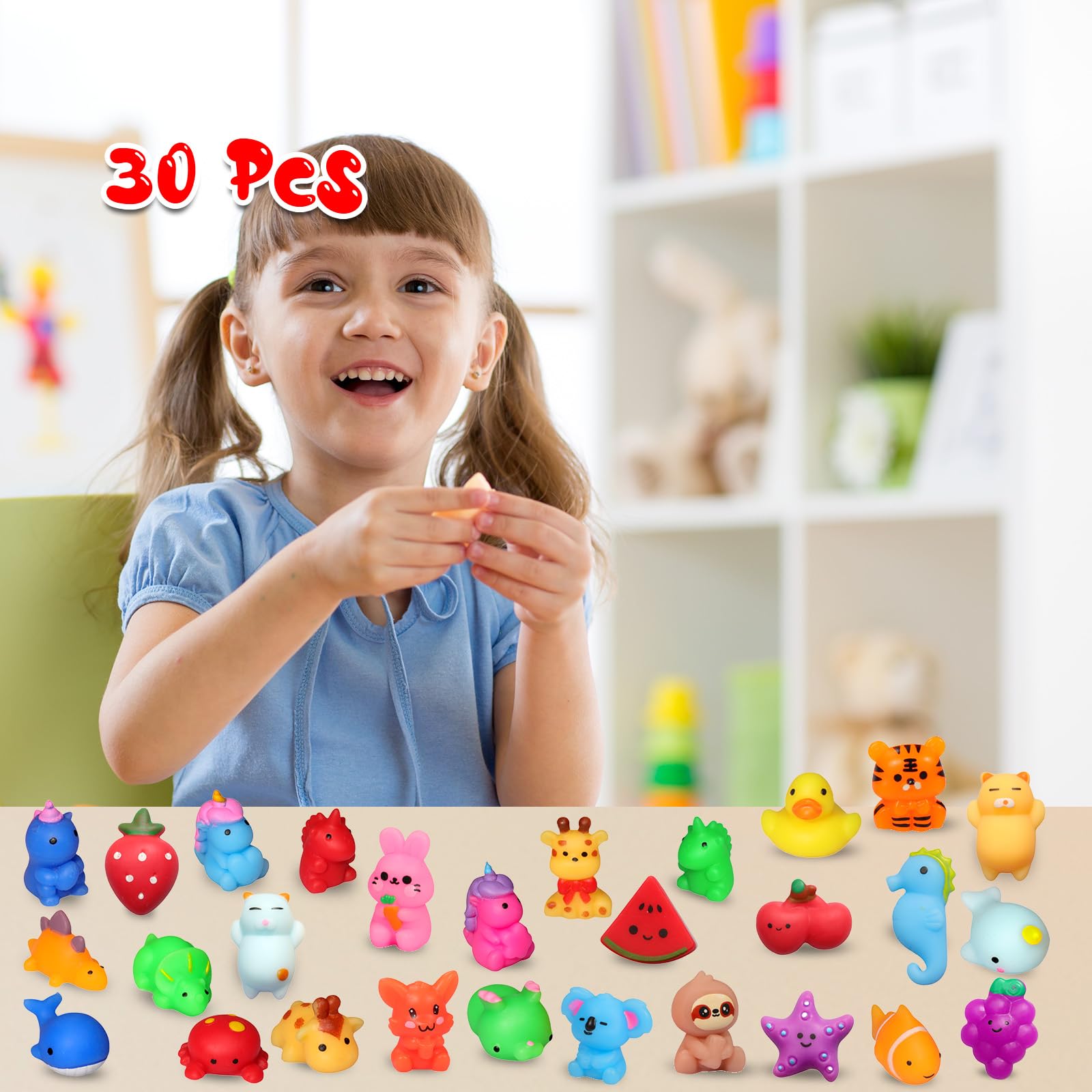 nobasco Squishies, 30 Pack Mochi Squishy Toys - Kawaii Cat Squishys Slow Rising Animals - Party