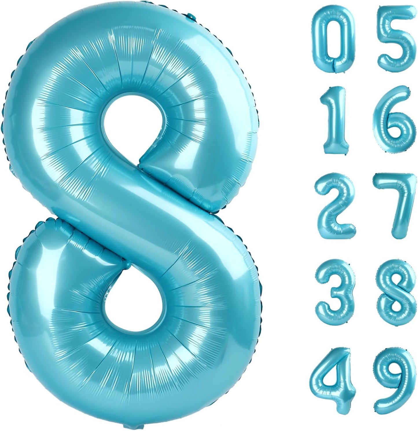 Pearl Blue 8 Number Balloon,Foil Number 8 Balloon 40 Inch, Helium Mylar Eight Number 8 18 28 38 48 58 80 88 Birthday Balloons, 8th Pearl Blue Women Men Wedding Anniversary, Graduations Party Supplies