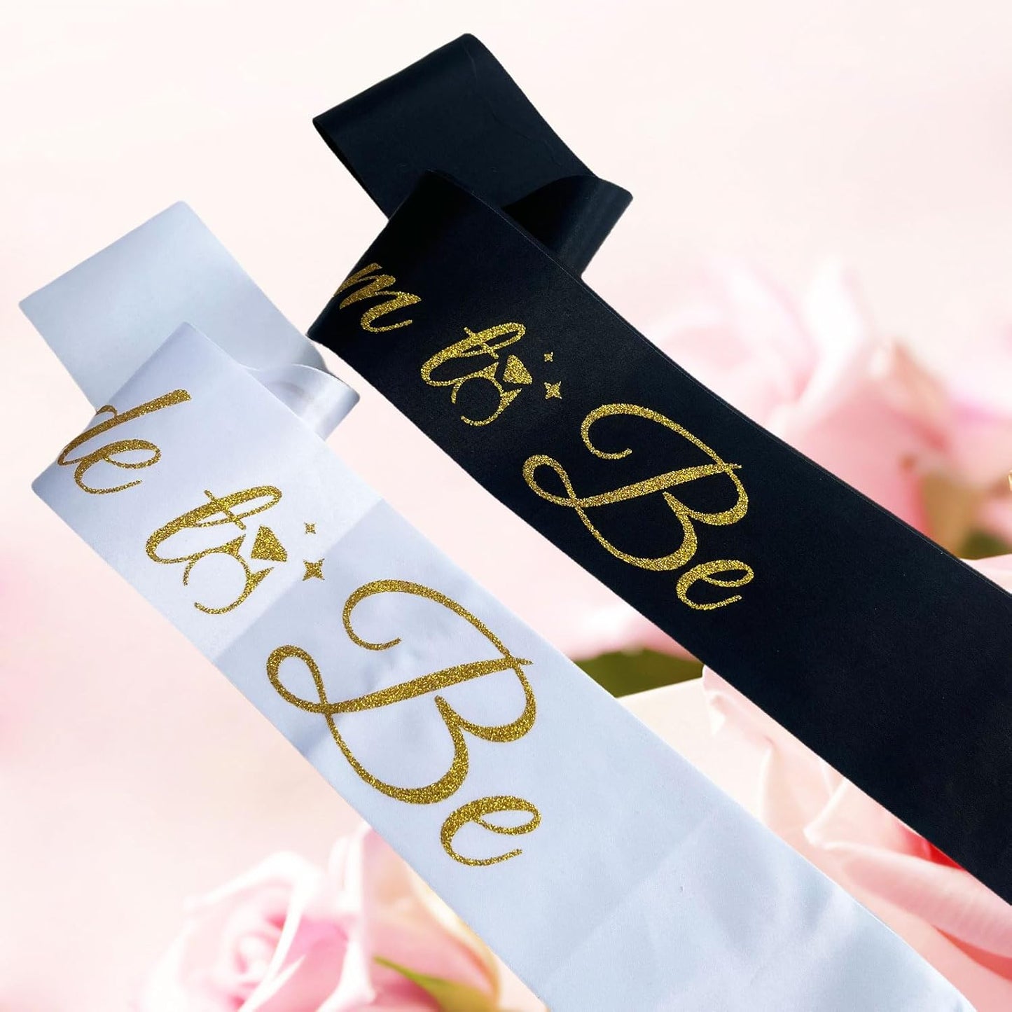 Bride Sash Bachelorette Party Bride and Groom to Be Sash for Bridal Shower Wedding Hen Party Decorations Engagement Gifts,White Gold