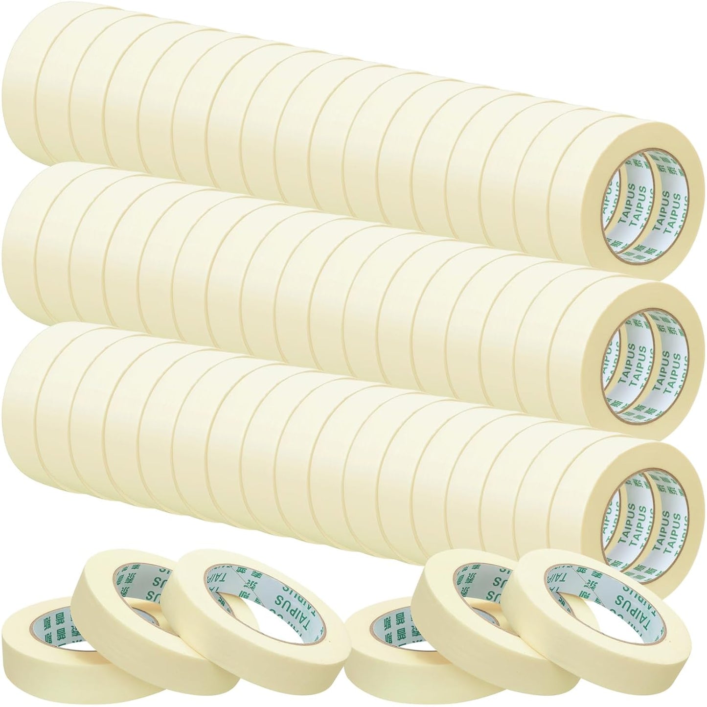 Masking Tape Bulk General Purpose Masking Painting Tape 55 Yards for Painting Home Office School Stationery Arts Crafts Basic Use, Easy Removal(60 Rolls,0.8 Inch)