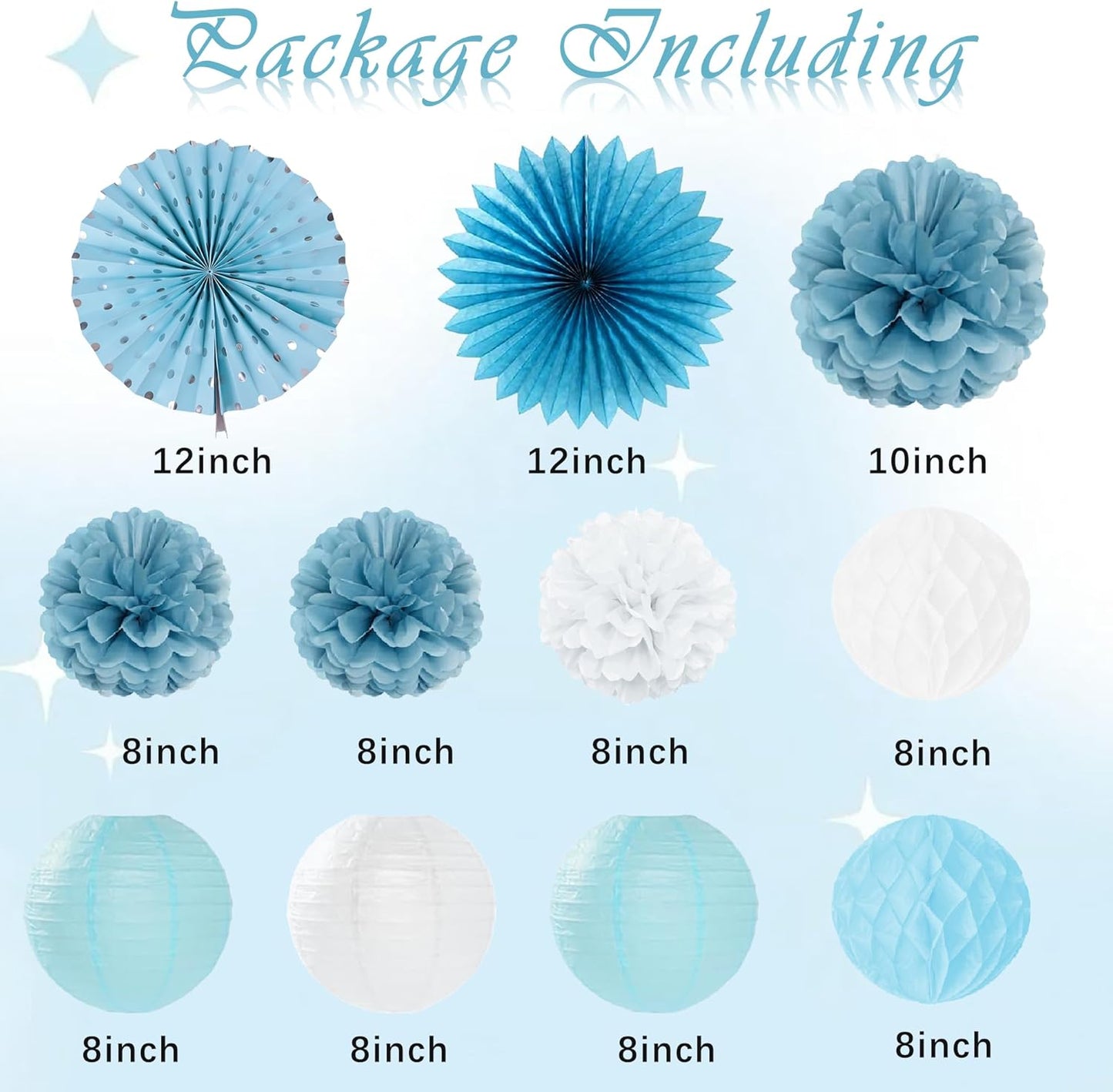 Holkcog Blue White Bachelorette Party Decorations, 21pcs Women Bridal Shower Decor Garland Paper Streamers Lantern Swirls for Girls Boys,Wedding Decoration, Blue Bride To Be Gilrs Wedding Party Supply