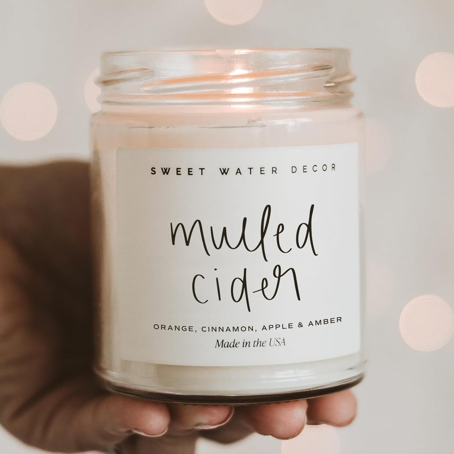 Sweet Water Decor Mulled Cider Candle - Fall Scented with Cinnamon, Icing and Cinnamon Buttery Pastry for Home - Fall Soy Candle with 40 Hours Burn Time - 9Oz Gold Lid Clear Jar Mulled Cider Scents