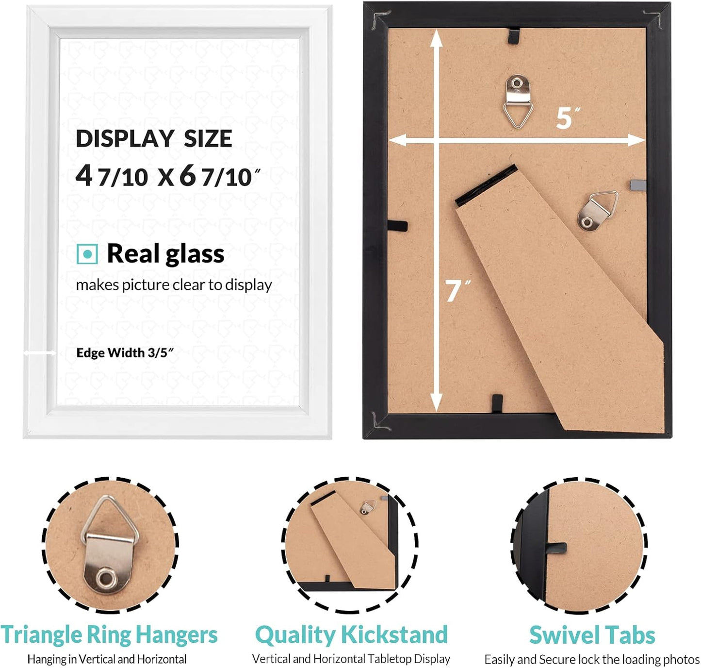 LaVie Home 5x7 Picture Frames (12 Pack, White) Simple Designed Photo Frame with High Definition Glass for Wall Mount & Table Top Display, Set of 12 Classic Collection