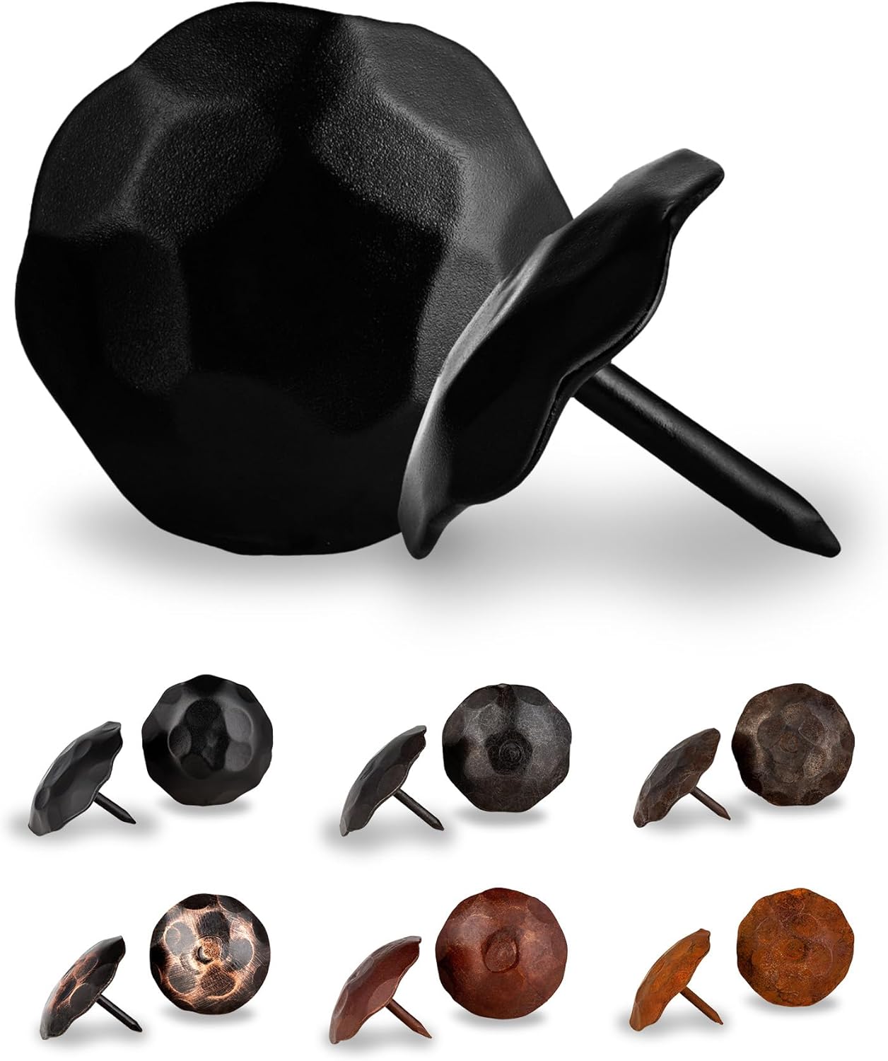 50 Pack 1" Small Round Head Iron Clavos Decorative Nails – Black – Handmade Rustic Round Fasteners for Farmhouse Shutter, Faux Wood Beams, Barn Door, Shutters, and Gates – Ornamental Wood Accent