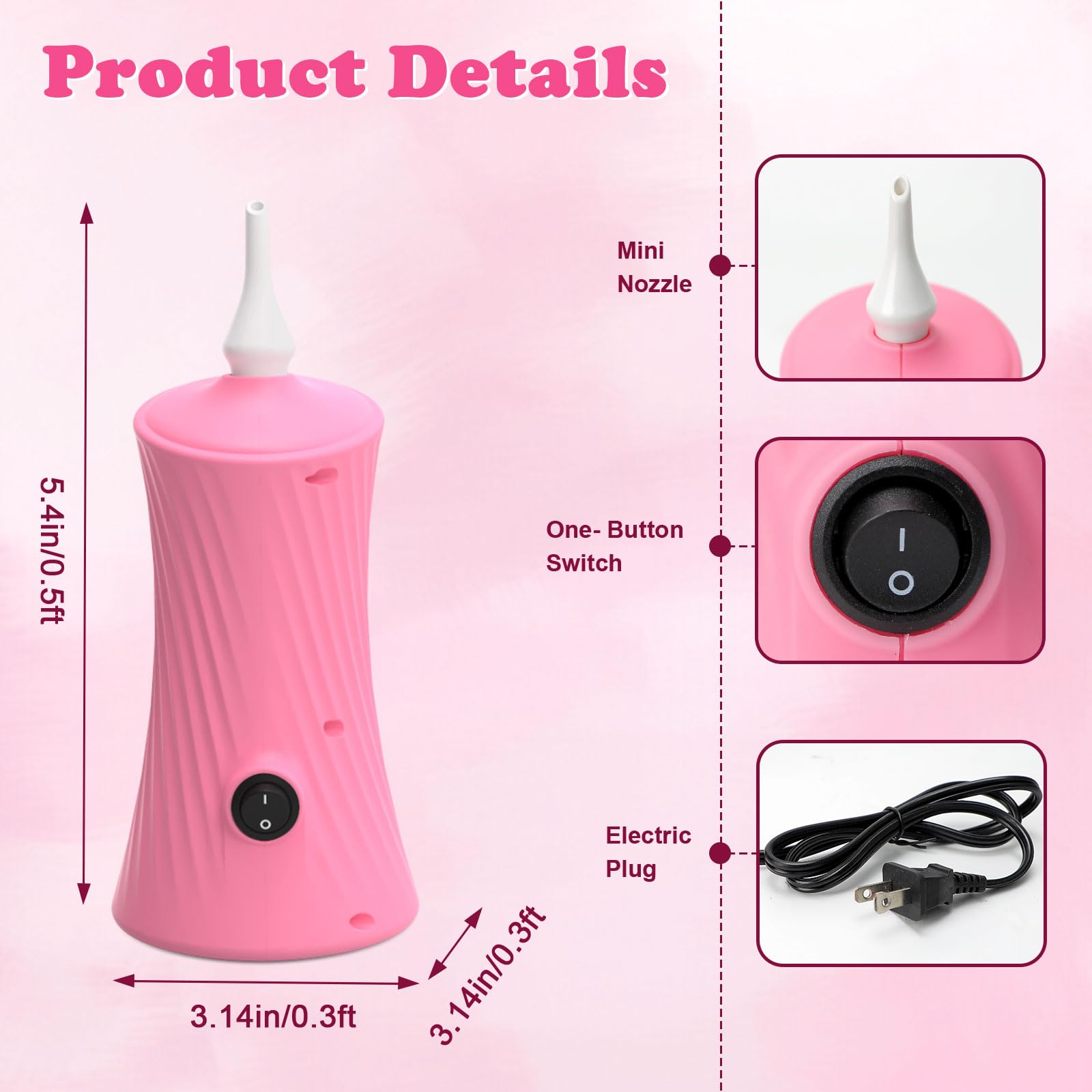 AXHJ Electric Air Balloon Pumps, Portable Balloon Inflators Blower Machine for Long Balloons, Foil