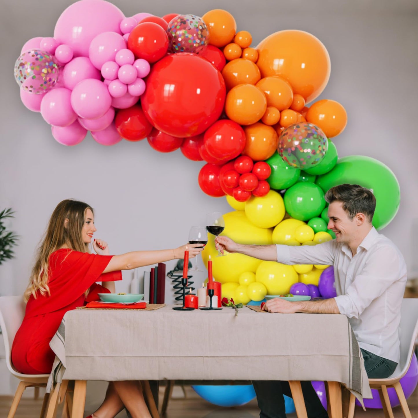 162 Pcs Colorful Rainbow Balloons Arch Kit, Diffrent Size Rainbow Balloon Garland, Globos De