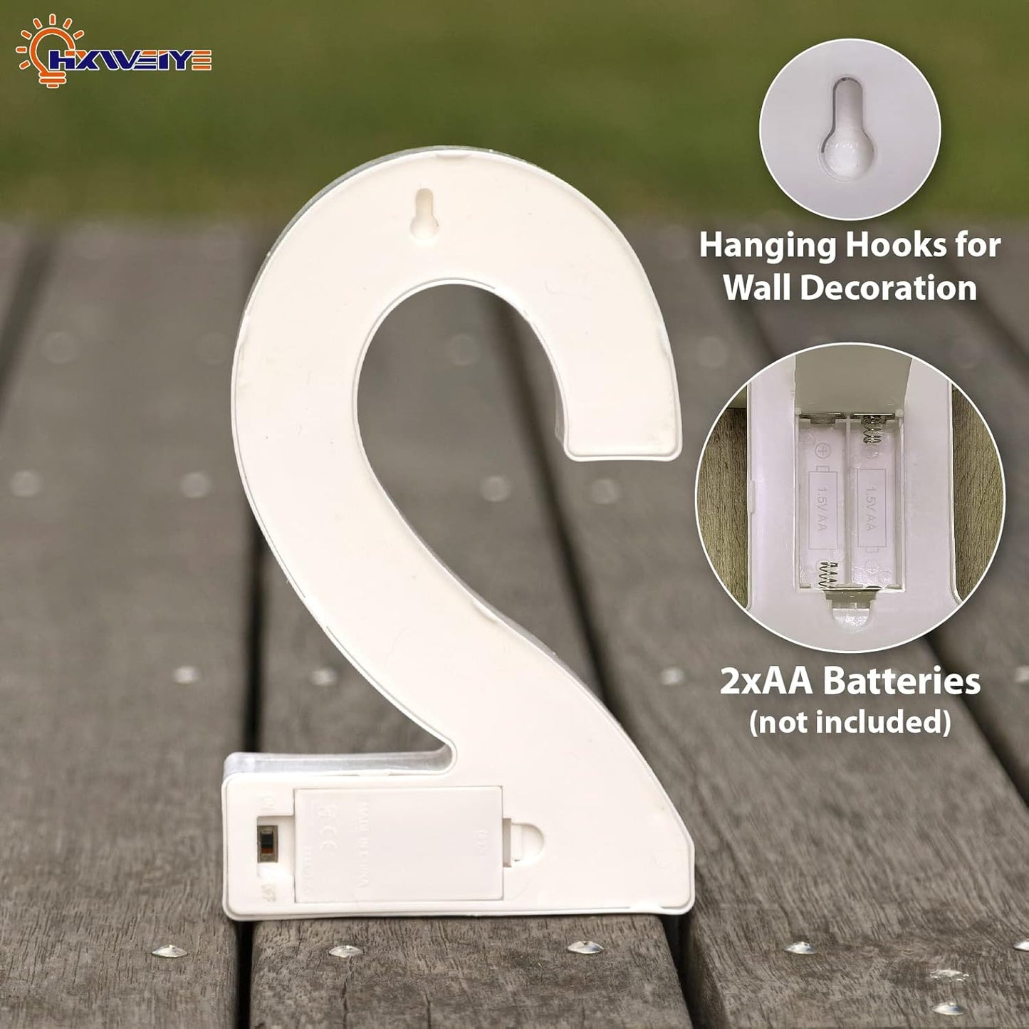 HXWEIYE Light Up Numbers-2, LED Marquee Number Lights Sign 26 Alphabet and 10 Number Big Light Led Letters for Party Birthday Bar Battery Powered Christmas Decor Letter Lights (Warm White)