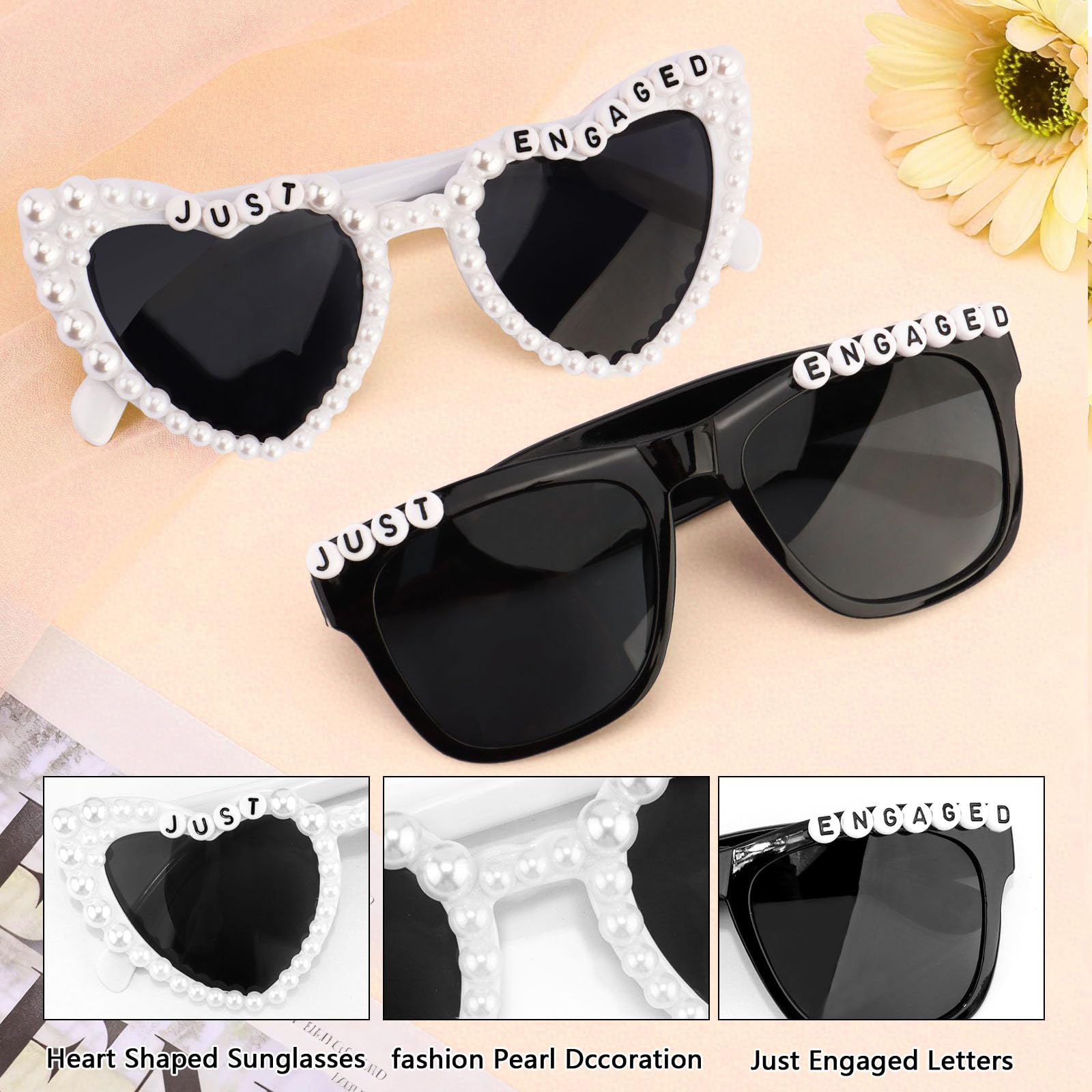 yuxiaoyu Engagement Party Decorations Just Engaged Sunglasses for Engagement Decor Just Engaged