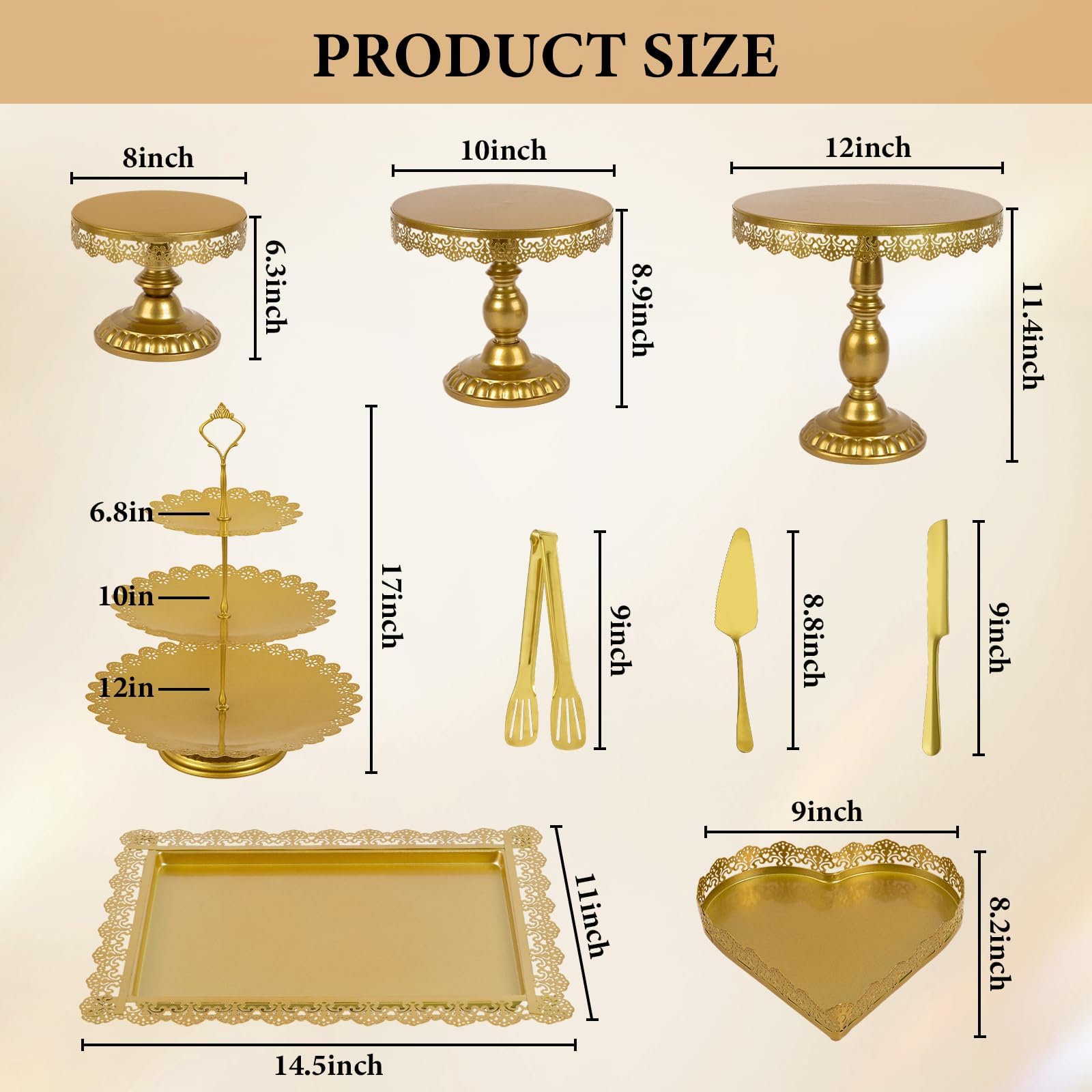Jaevorite 12 Set of Gold Cake Stand, Metal Gold Cupcake Stand and Bases para Postres de Mesa