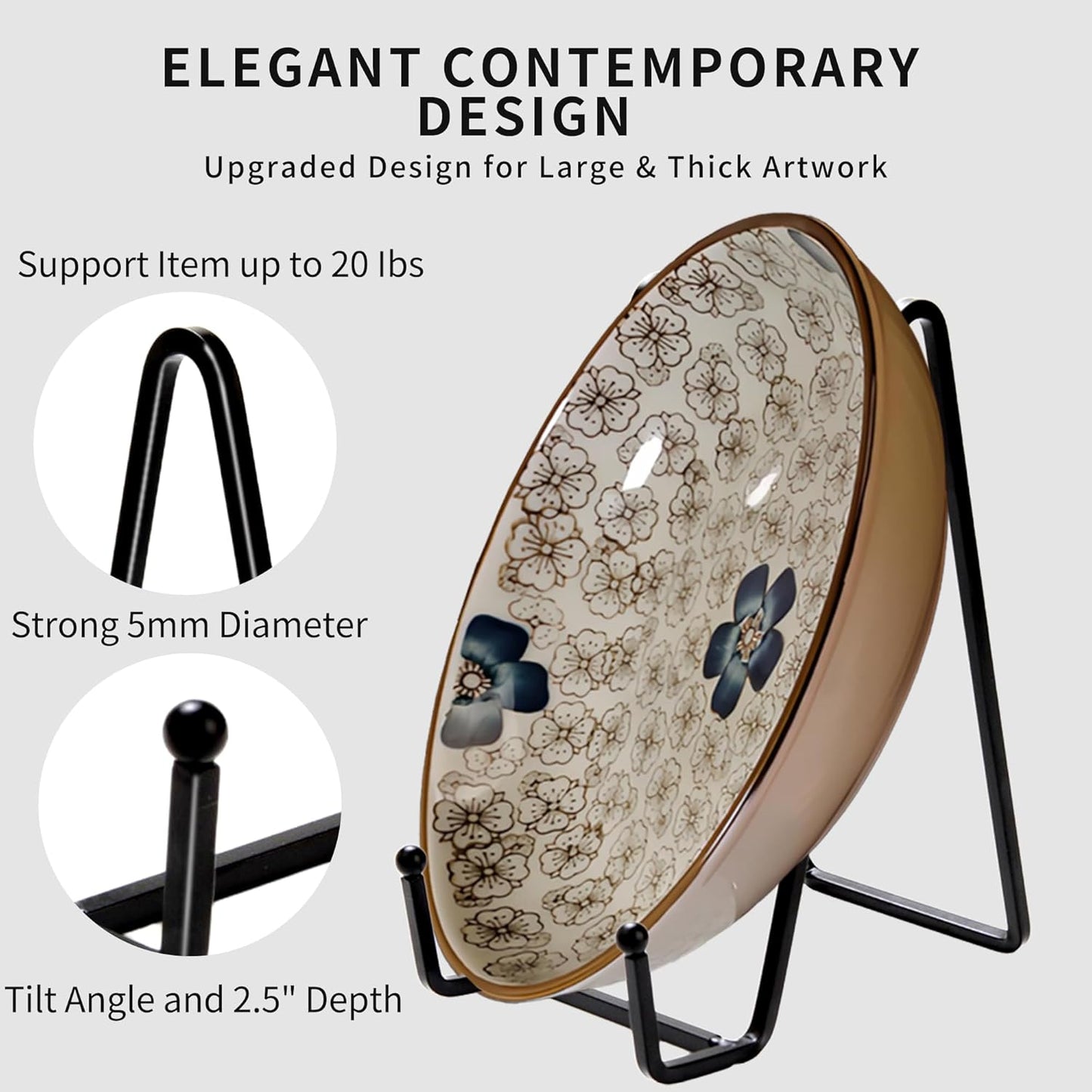 18 pcs 4.5in Plate Stands for Display,Metal Plate Holders Display Stands Can Be Used for Picture Stand,Book Stands for Display,Plate Display Stands,Easel,Photo Frame Stands,Plaque Stands,Desktop Stand