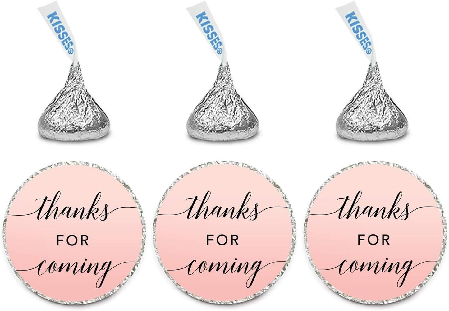 Andaz Press Blush Pink Rose Elegant Party Collection, Small Round Circle Label Stickers, Fits Kisses Chocolates, Thanks for Coming!, 240-Pack, Favors Decor Envelope Seals