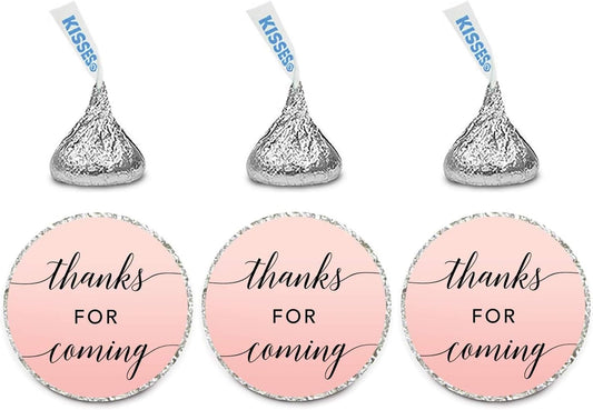 Andaz Press Blush Pink Rose Elegant Party Collection, Small Round Circle Label Stickers, Fits Kisses Chocolates, Thanks for Coming!, 240-Pack, Favors Decor Envelope Seals