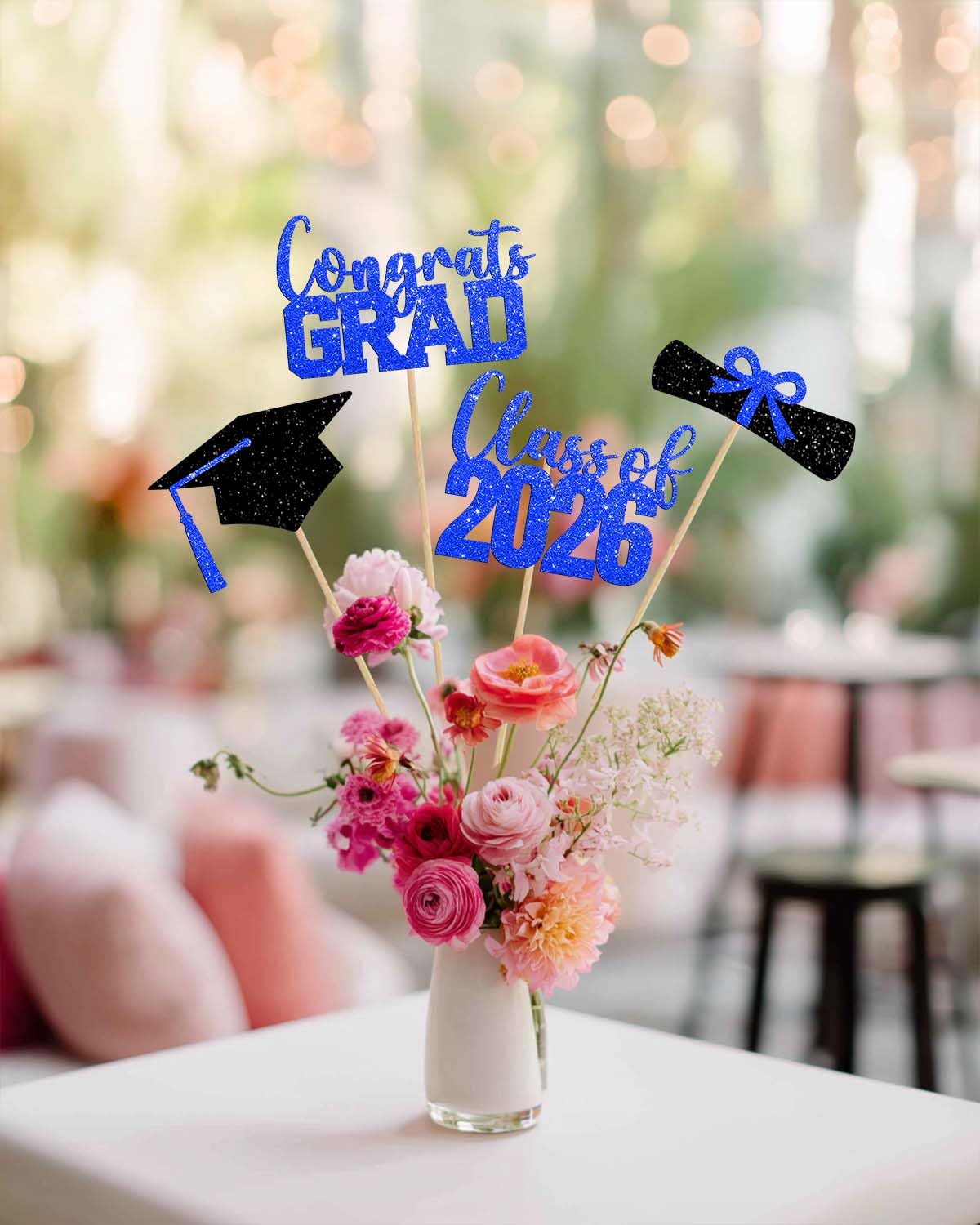 Class of 2026 Centerpieces Sticks for Graduation, 16 Pcs Graduation Decorations Cake Toppers